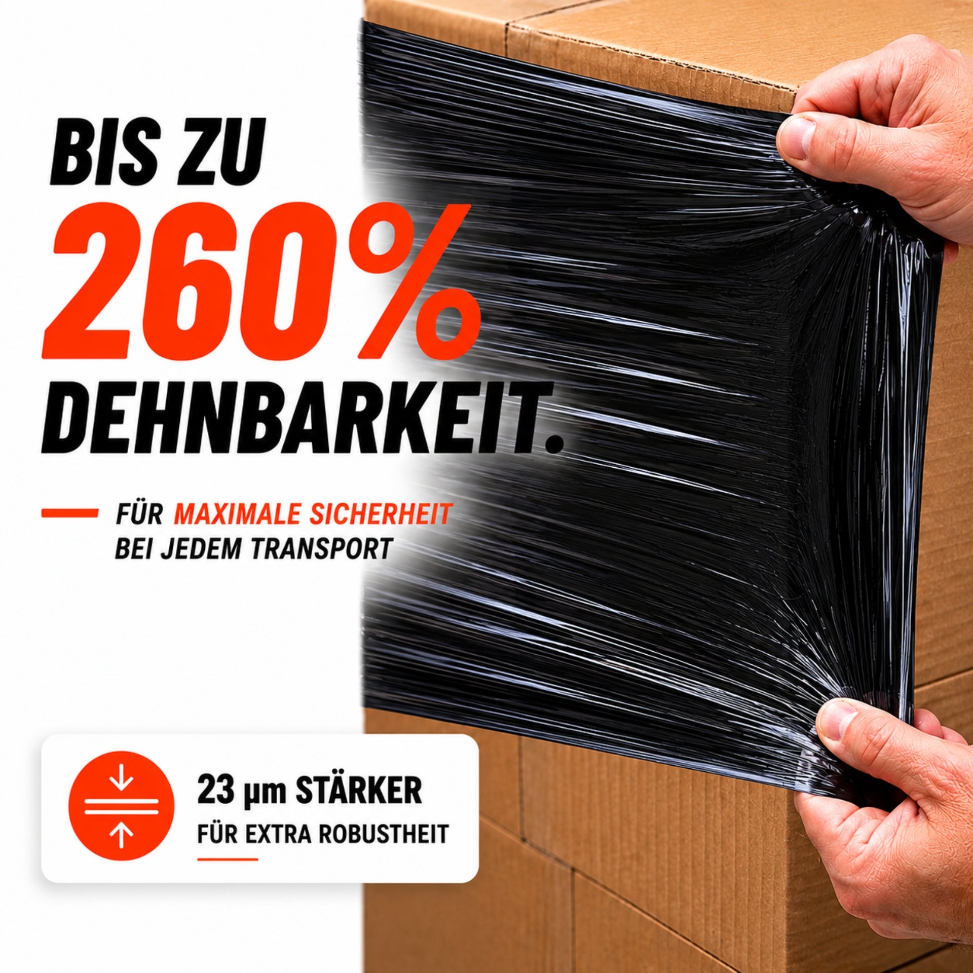6 x Stretchfolie 50cm 2,5kg 23my schwarz
