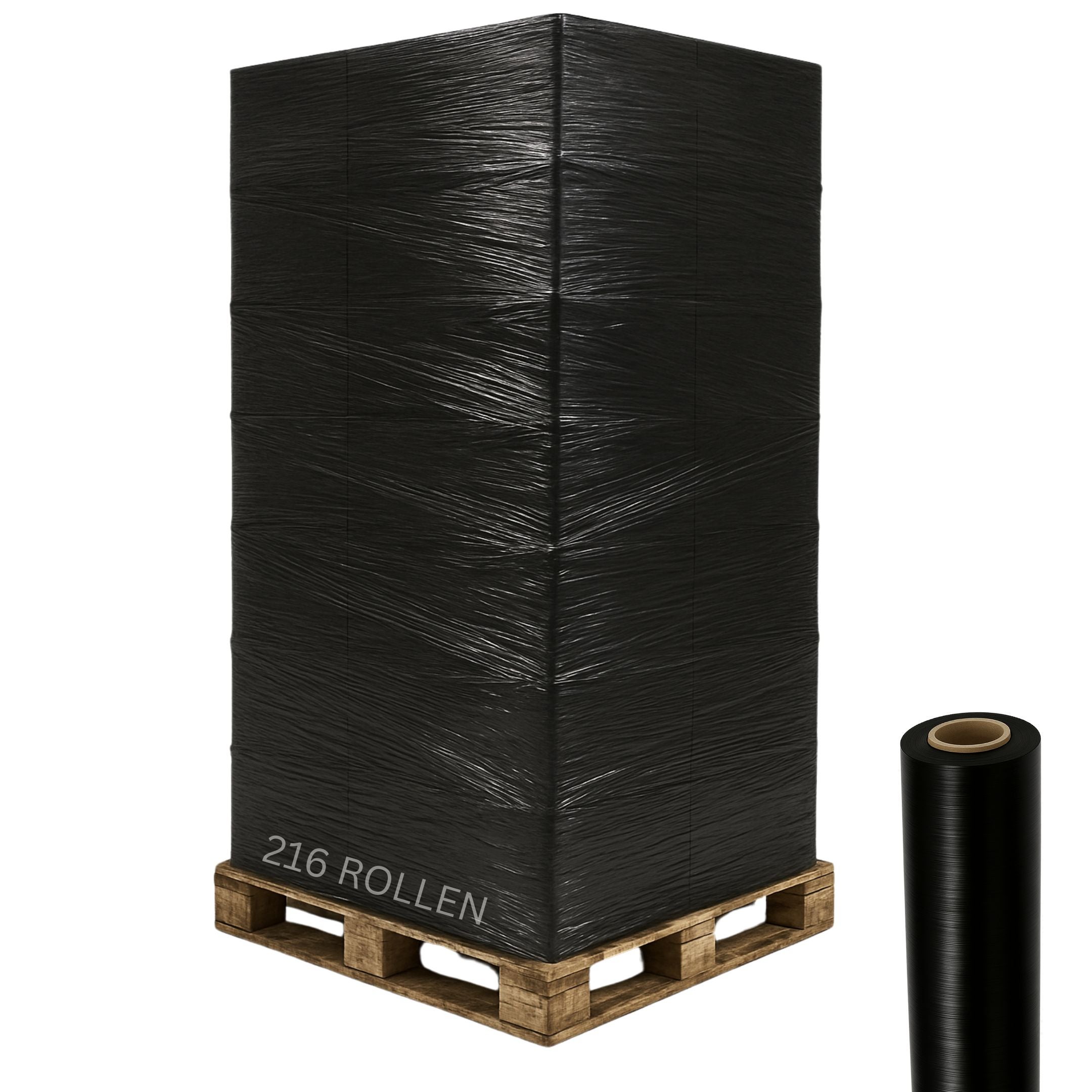 216 Rollen 2,5 kg Stretchfolie 23 my breite 500mm (schwarz)