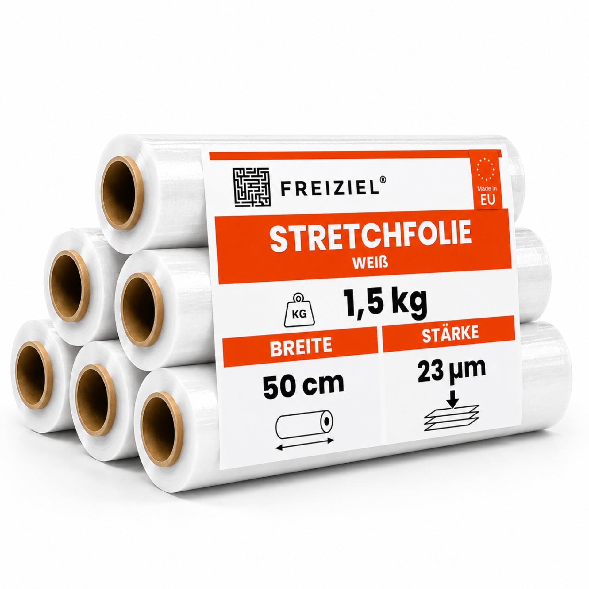 6 x Stretchfolie 50cm 1,5 kg 23my weiß