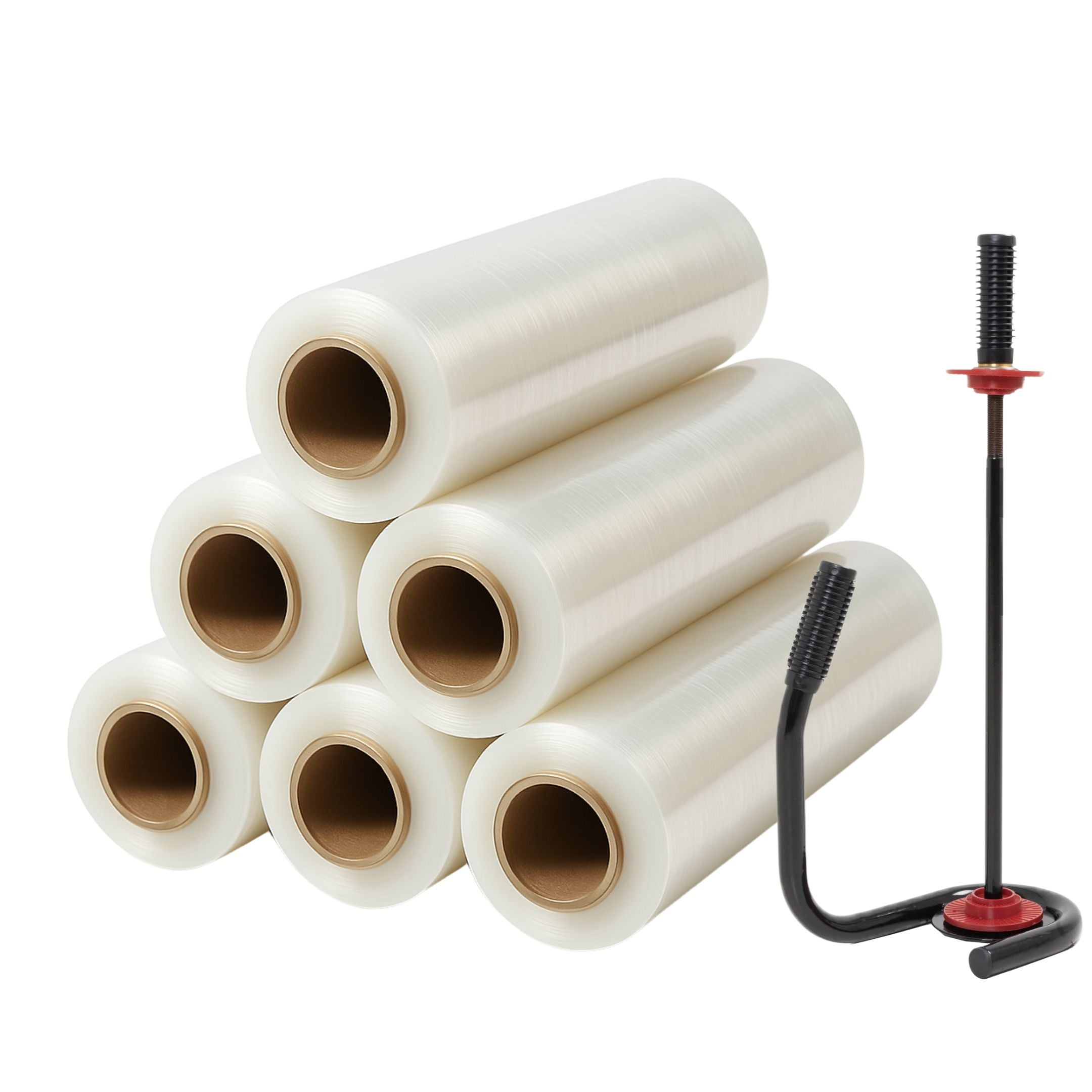Profi Abroller Premium Black + 6 Rollen 2,5 kg Stretchfolie 23 my (transparent)
