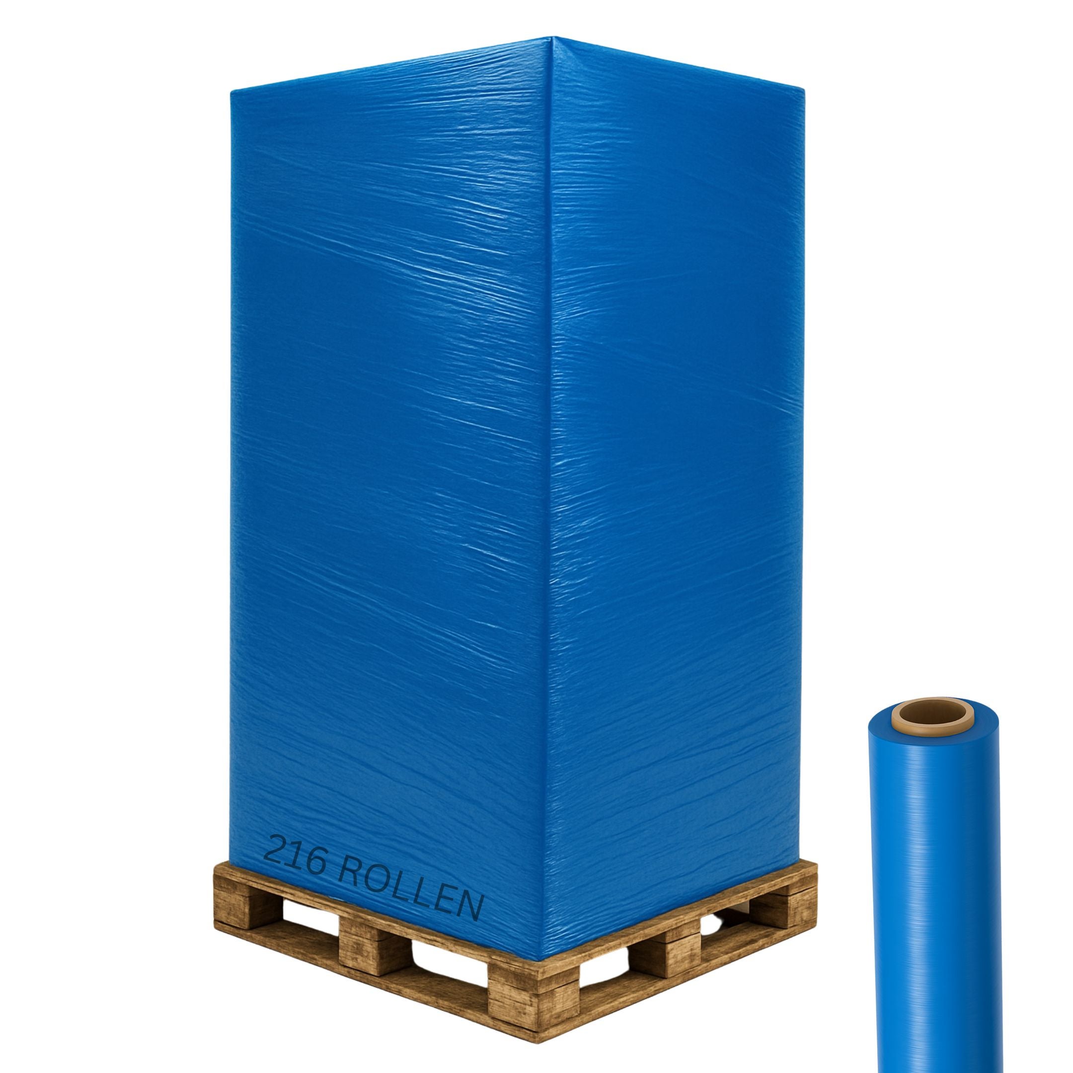 216 Rollen 2,5 kg Stretchfolie 23 my breite 500mm (blau)
