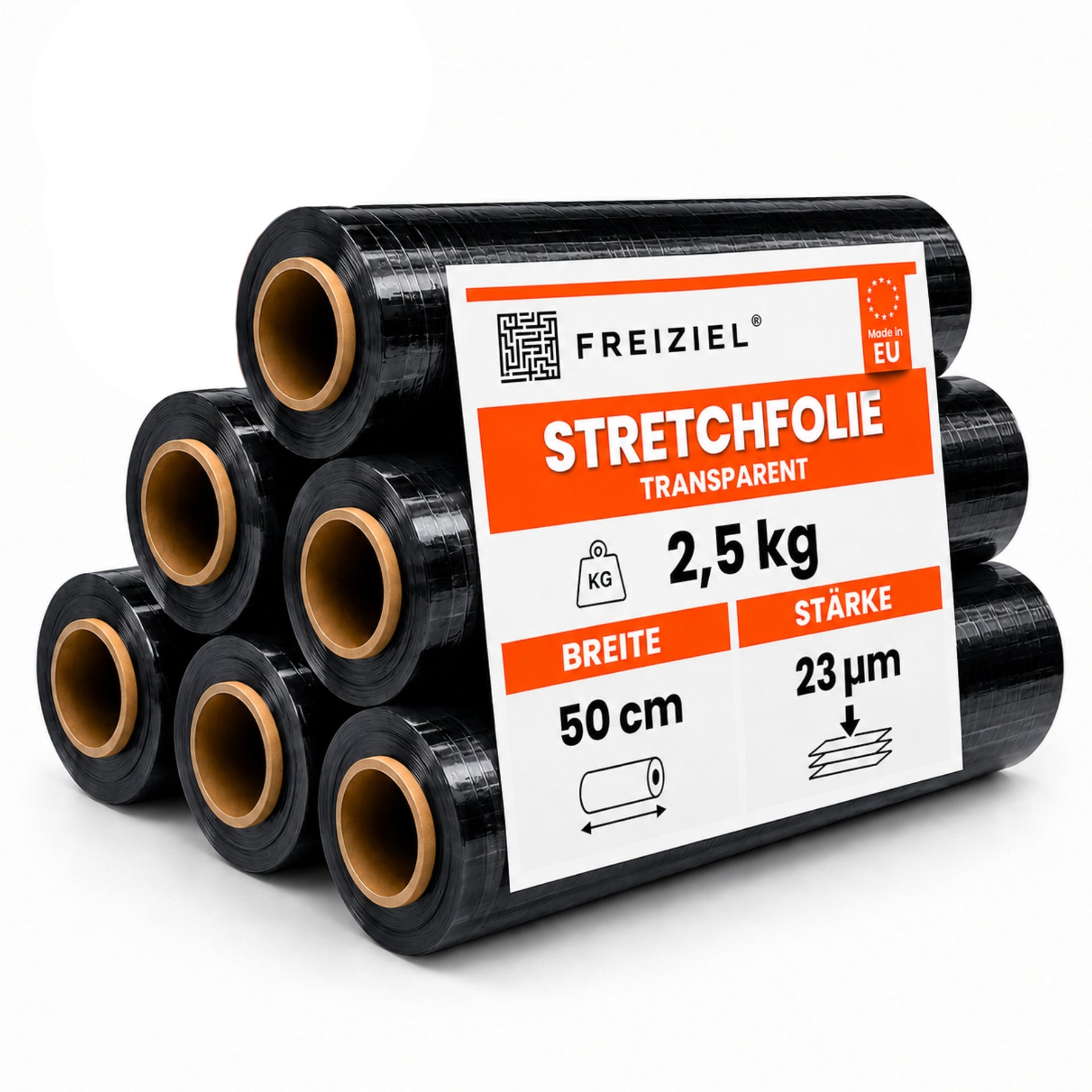 6 x Stretchfolie 50cm 2,5kg 23my schwarz