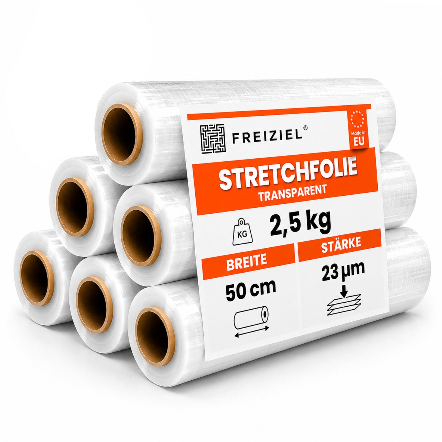 6 x Stretchfolie 50cm 2,5kg 23my transparent