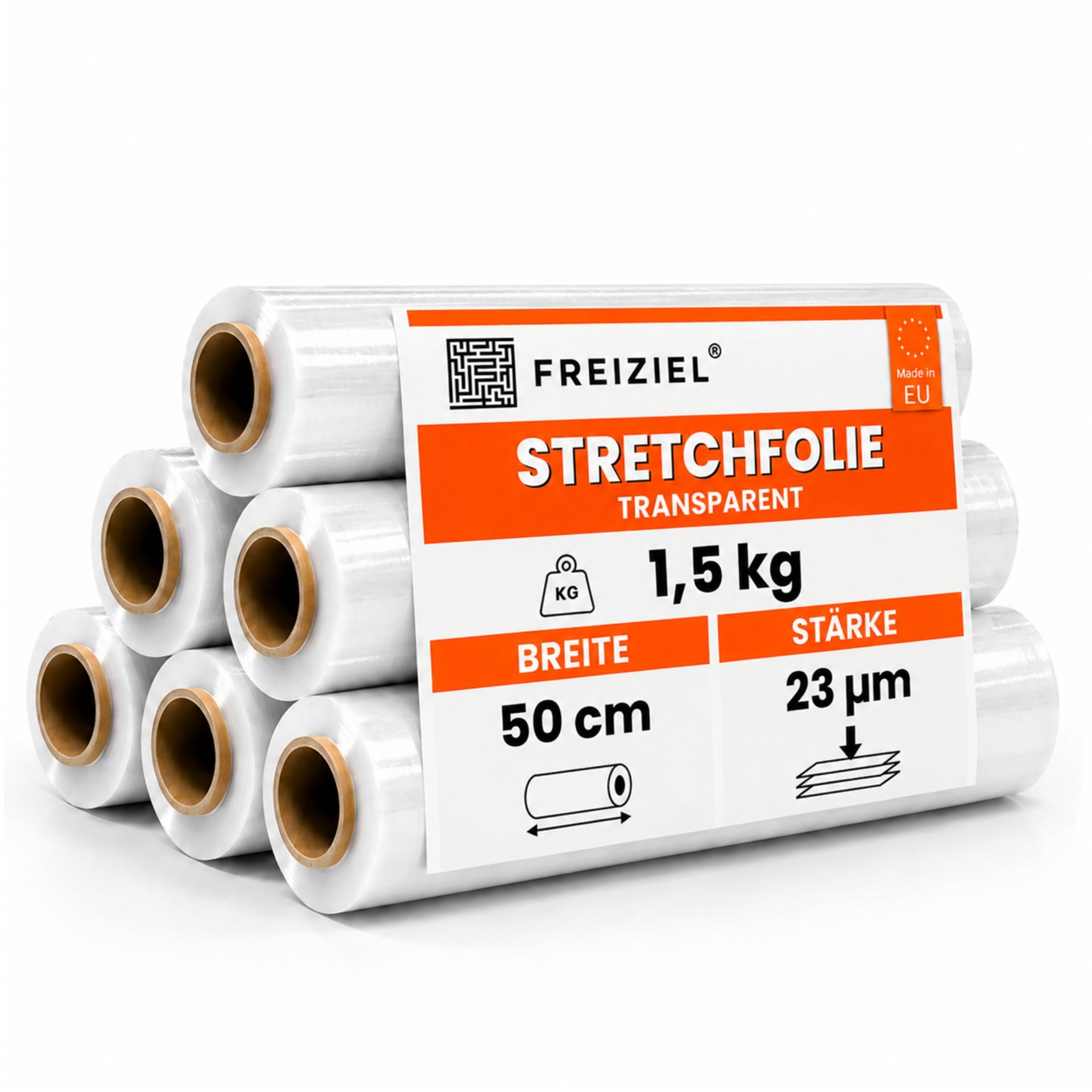 6 x Stretchfolie 50cm 1,5 kg 23my transparent