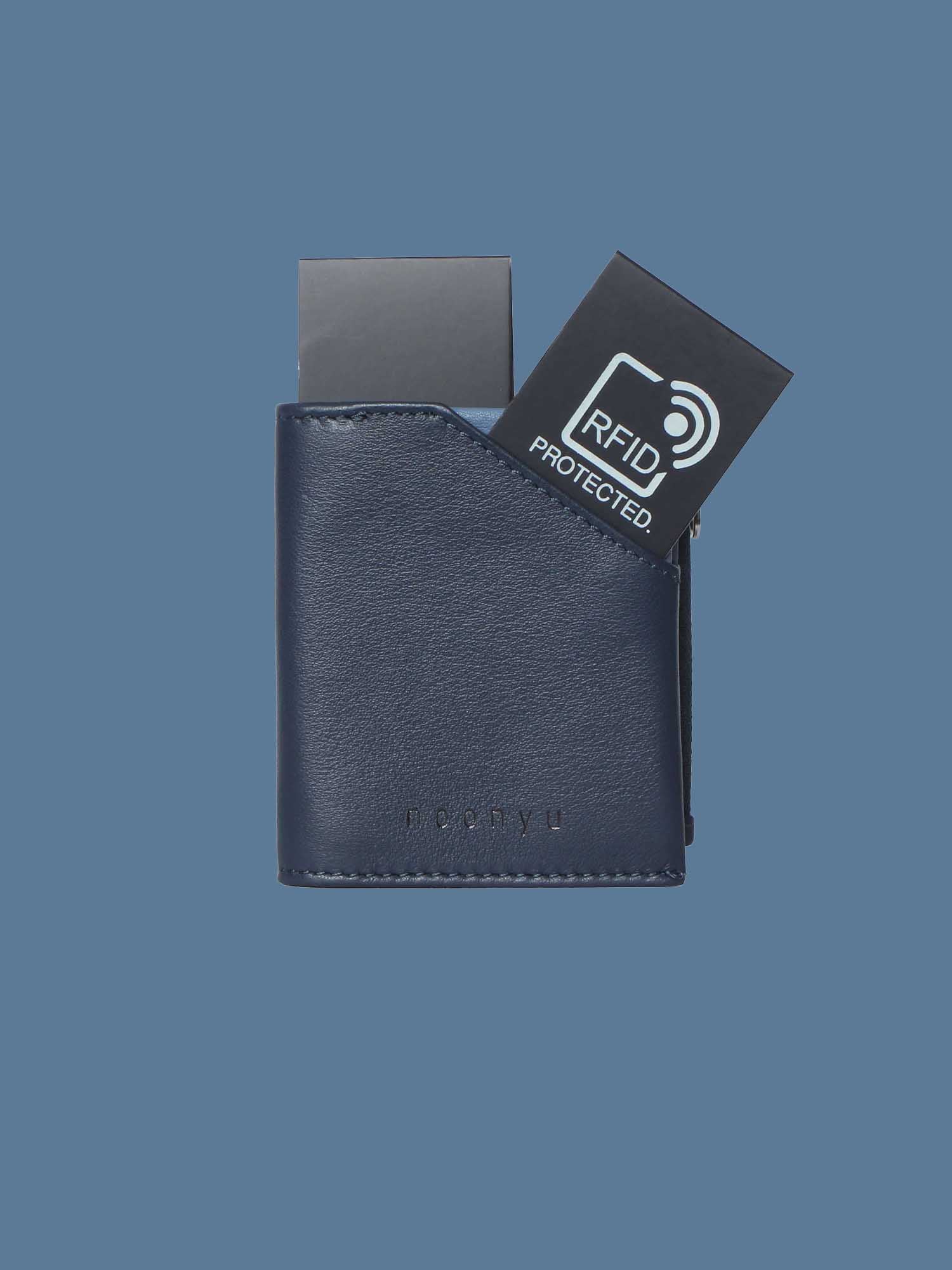 SLIM BOY RFID-Minibörse Leder navy-sky blue Ansicht Front