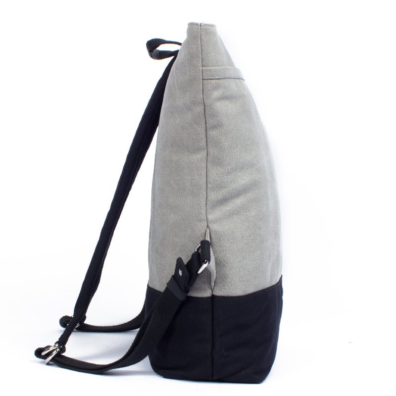 Margelisch Yoko 1 canvas grey black laptopbackpack sideview