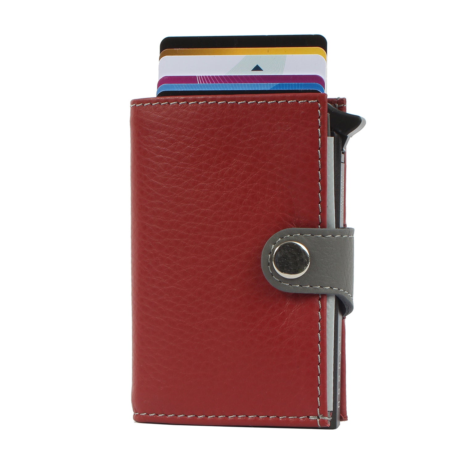 7clouds noonyu single leather  popup RFID wallet front wine