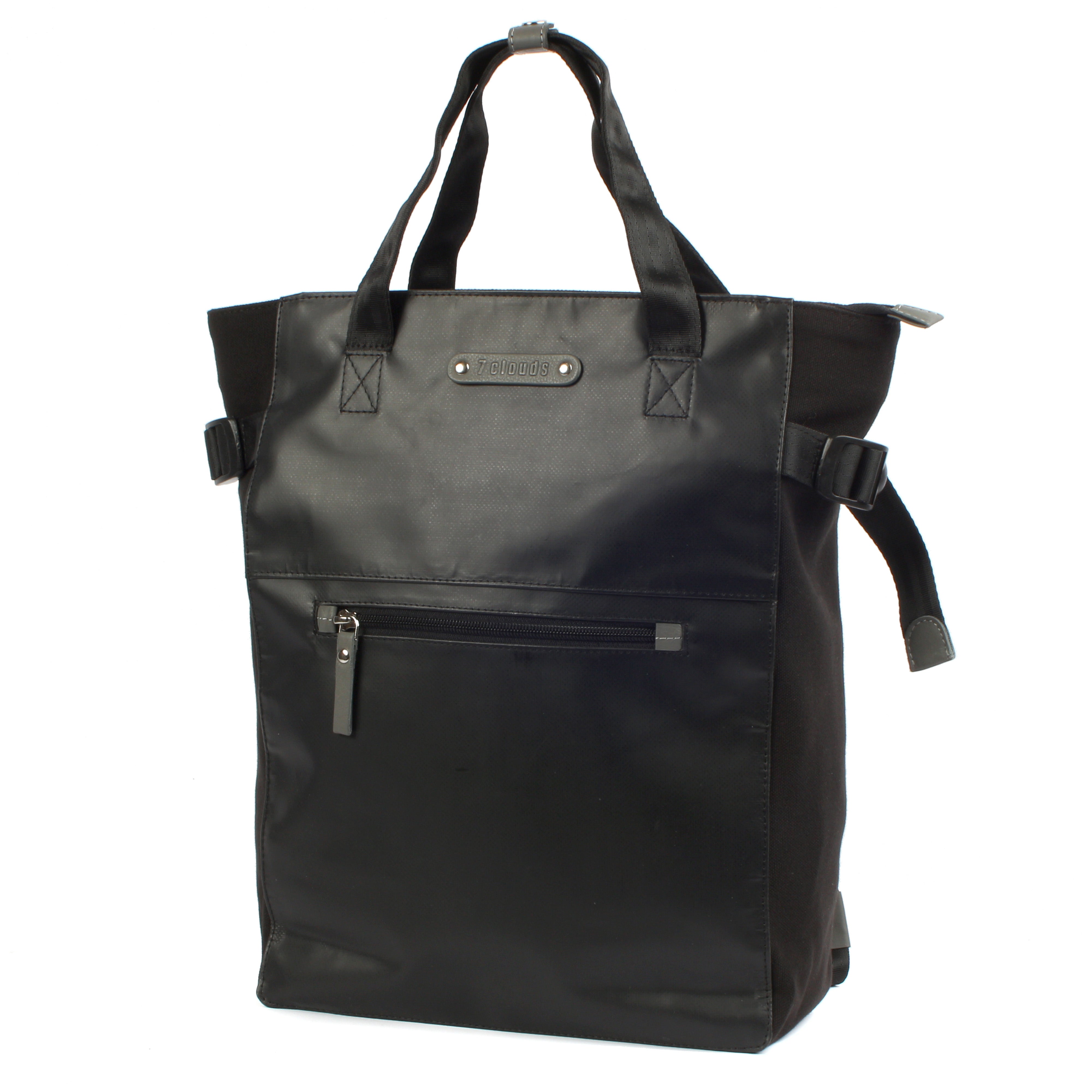 7clouds Mendo 7.4 black-nachhaltiger Shopper-Rucksack mit RPET-recycling PET für Damen-Front