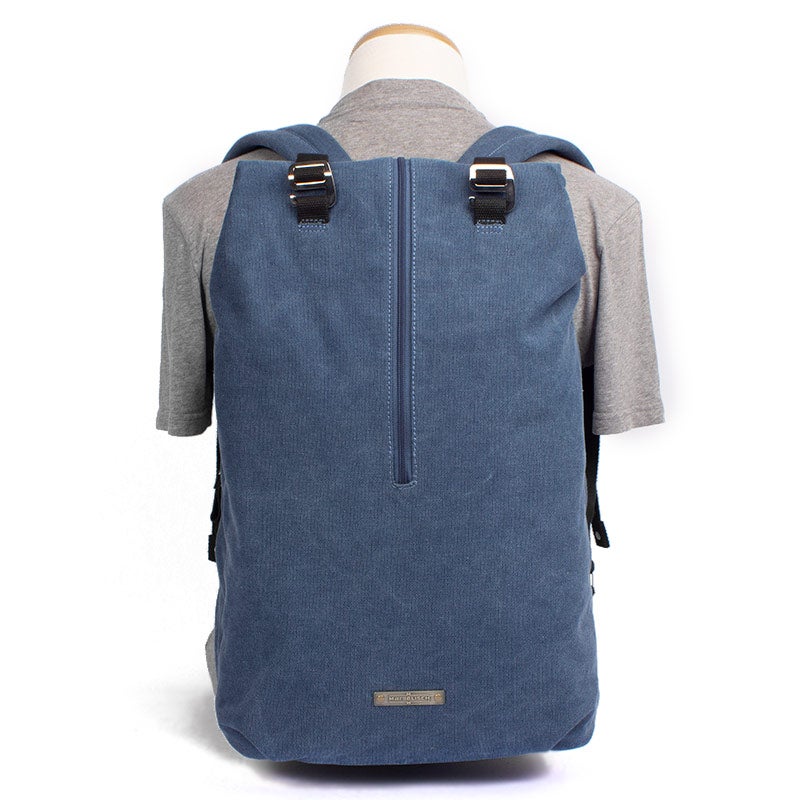 Margelisch Nemin 1 canvas denim nachhaltiger Studenten Laptoprucksack Rückenansicht