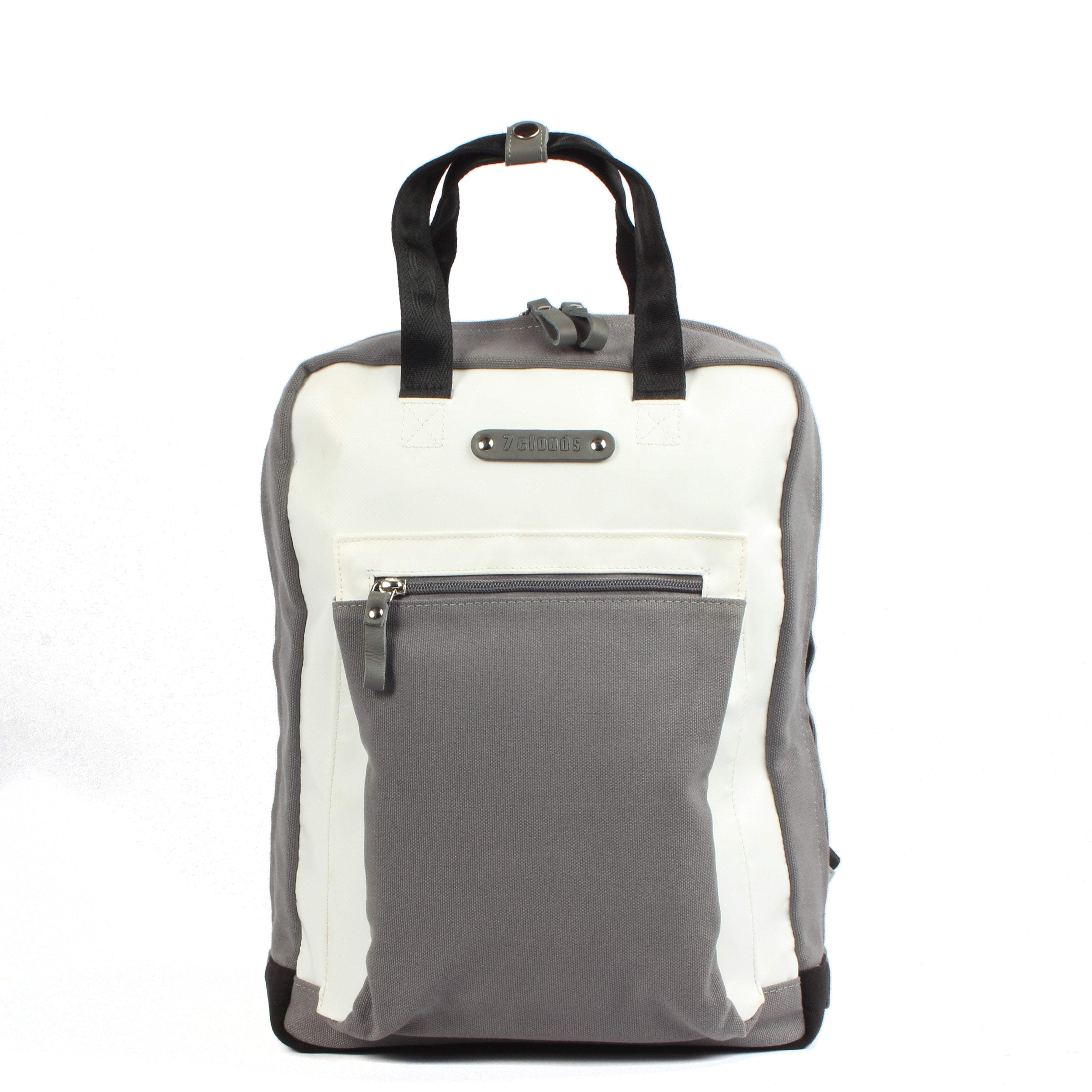 7clouds Neldem 7.2 grey-white nachhaltiger Damen Laptoprucksack Front