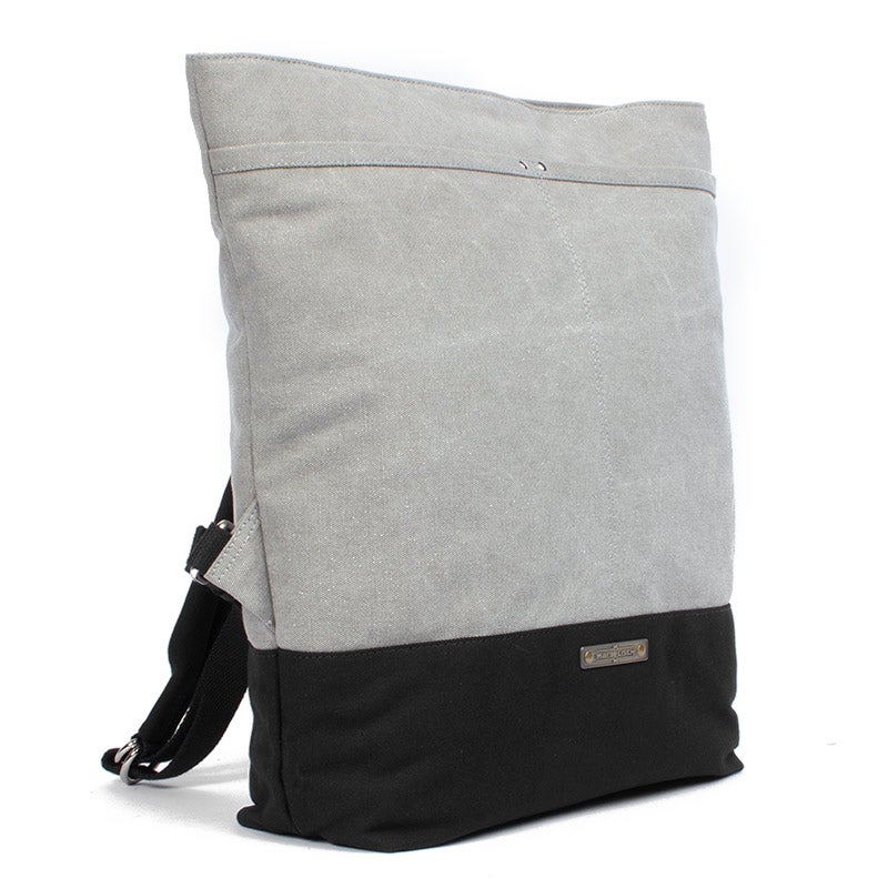 Margelisch Yoko 1 Canvas grey black nachhaltiger Shopper Laptoprucksack Seitenansicht