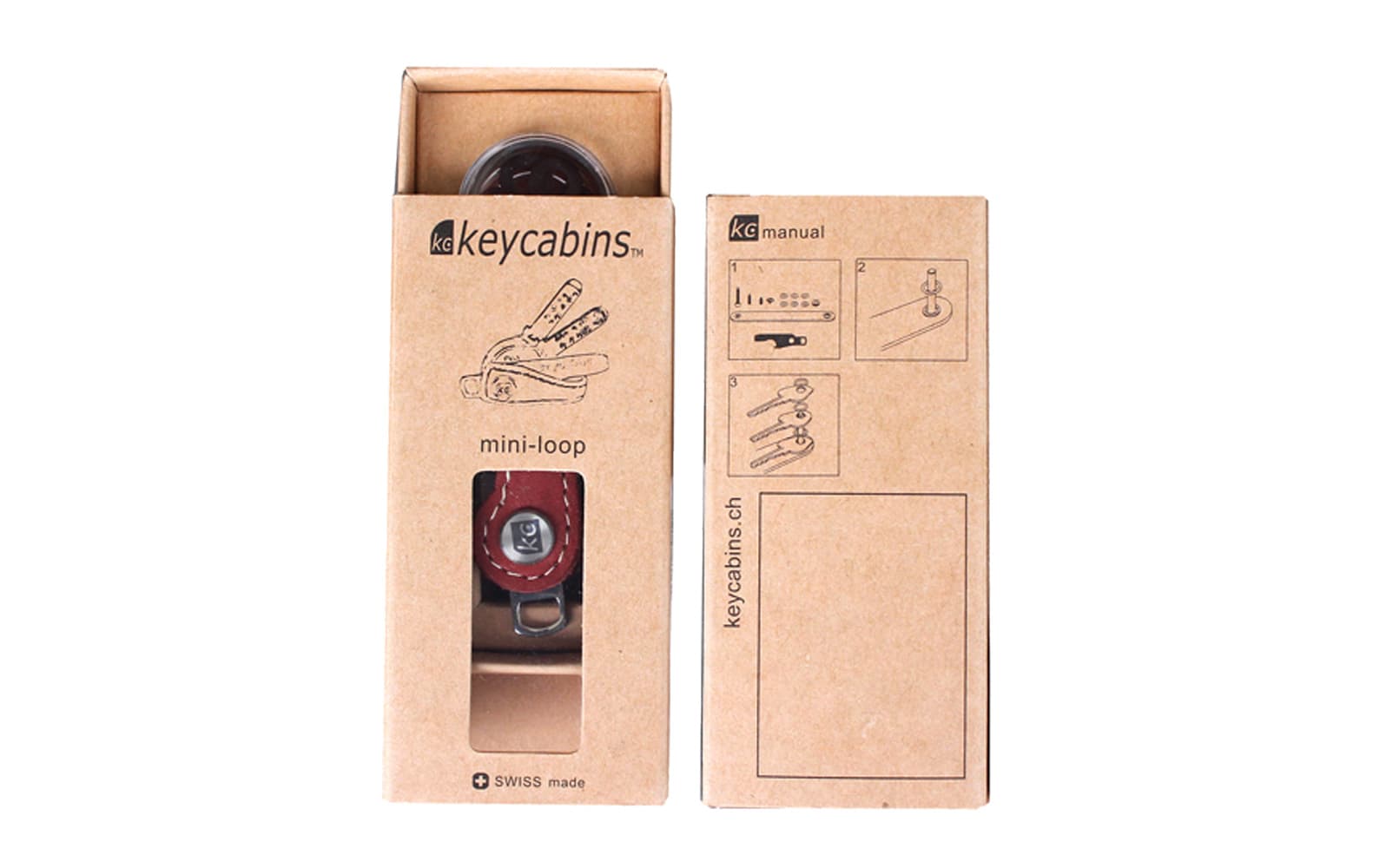 keycabins mini-loop, Schlüsselanhänger, Schlüssehalter, Schlüsselorganisierer, Verpackung, Kraftpapier, swiss made