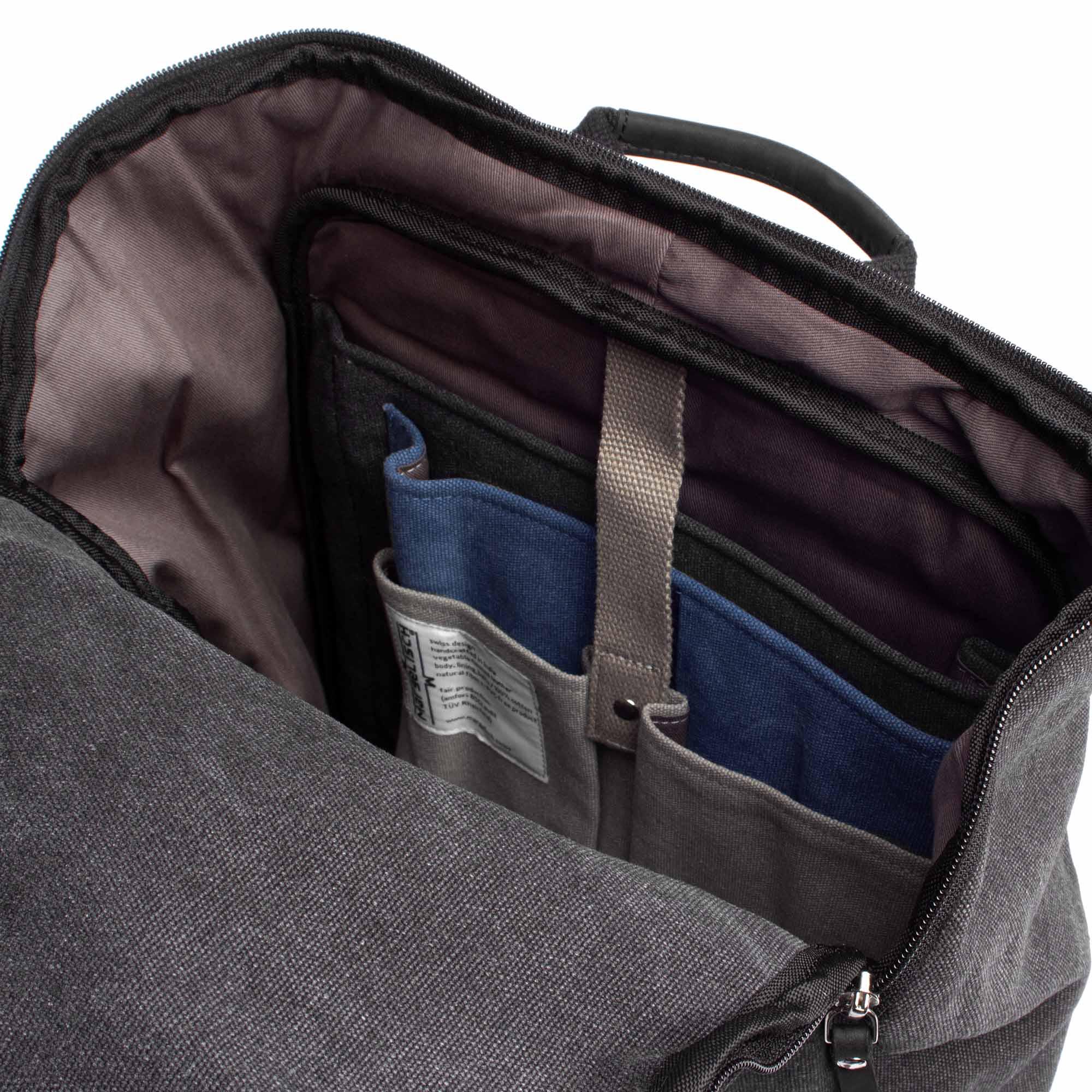 Margelisch Rashmi 1 Canvas charcoal laptopbackpack inside