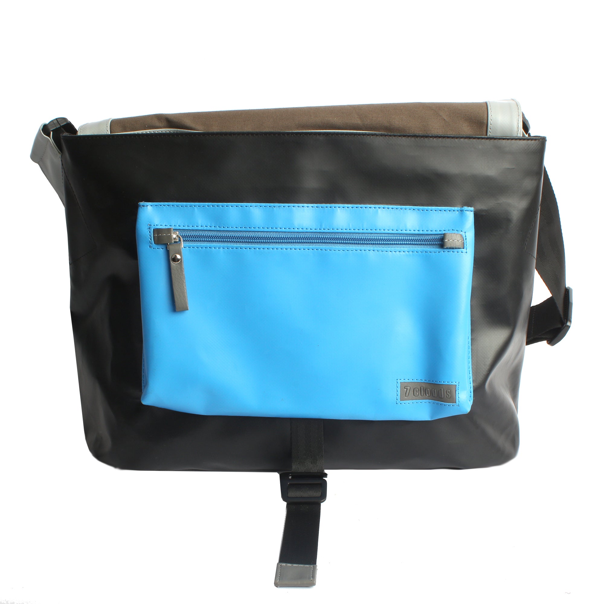 7clouds Kuriertasche Tego 7.4 black-grey-lightblue offen