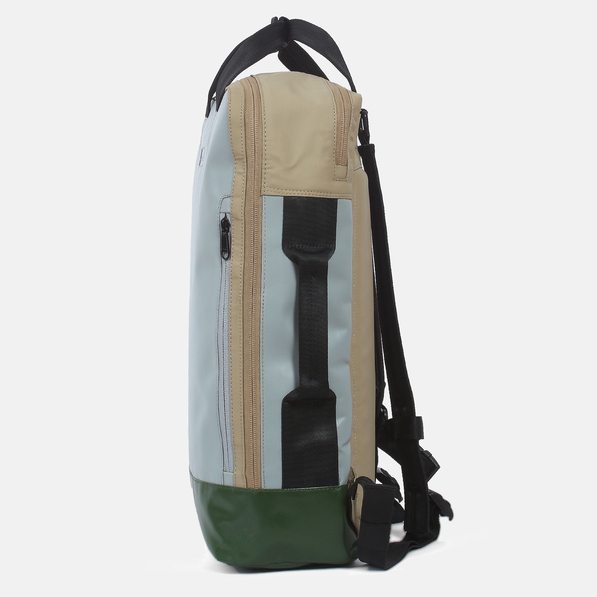 Rucksack Agal 7.3-M grey-jungle green-camel Ansicht Seite mit Griff