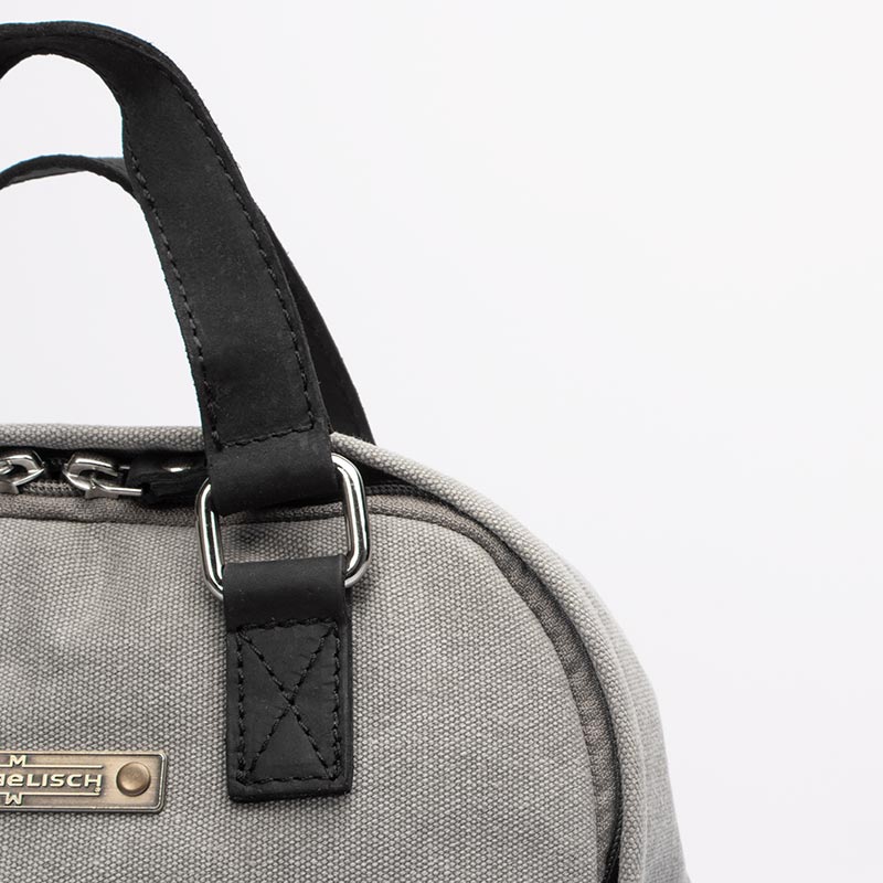 Margelisch Minu 1 canvas grey sustainable fashion backpack leather handles