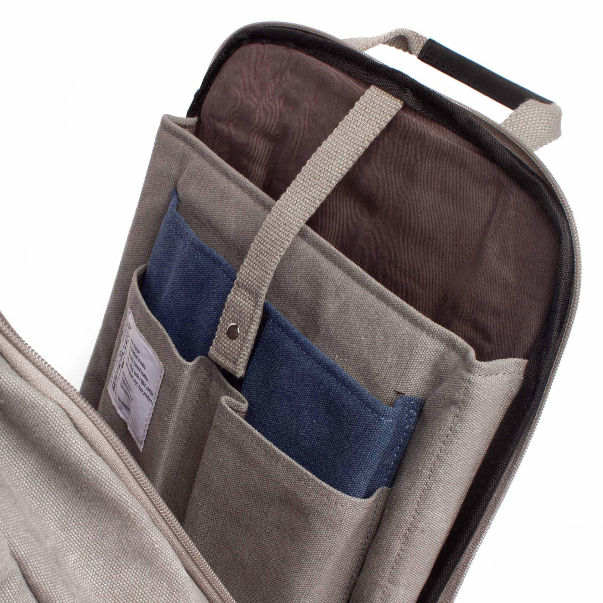 Margelisch Nemin 1 canvas grey laptoppocket urban rolltopbackpack