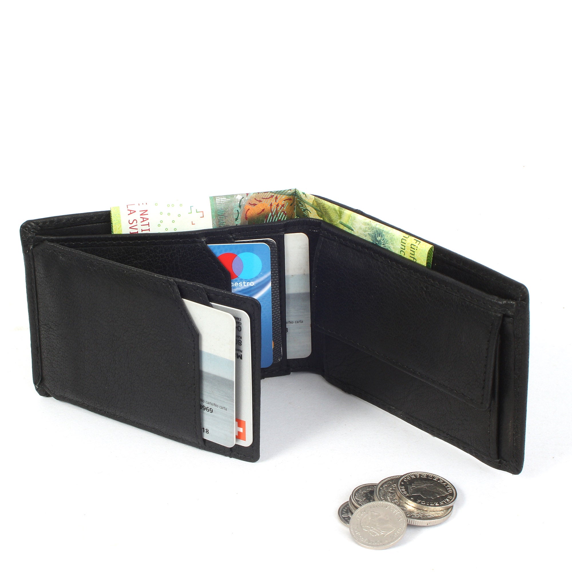 Margelisch Marcello 2 sustainable RFID leather wallet for men inside with cards coins and bills