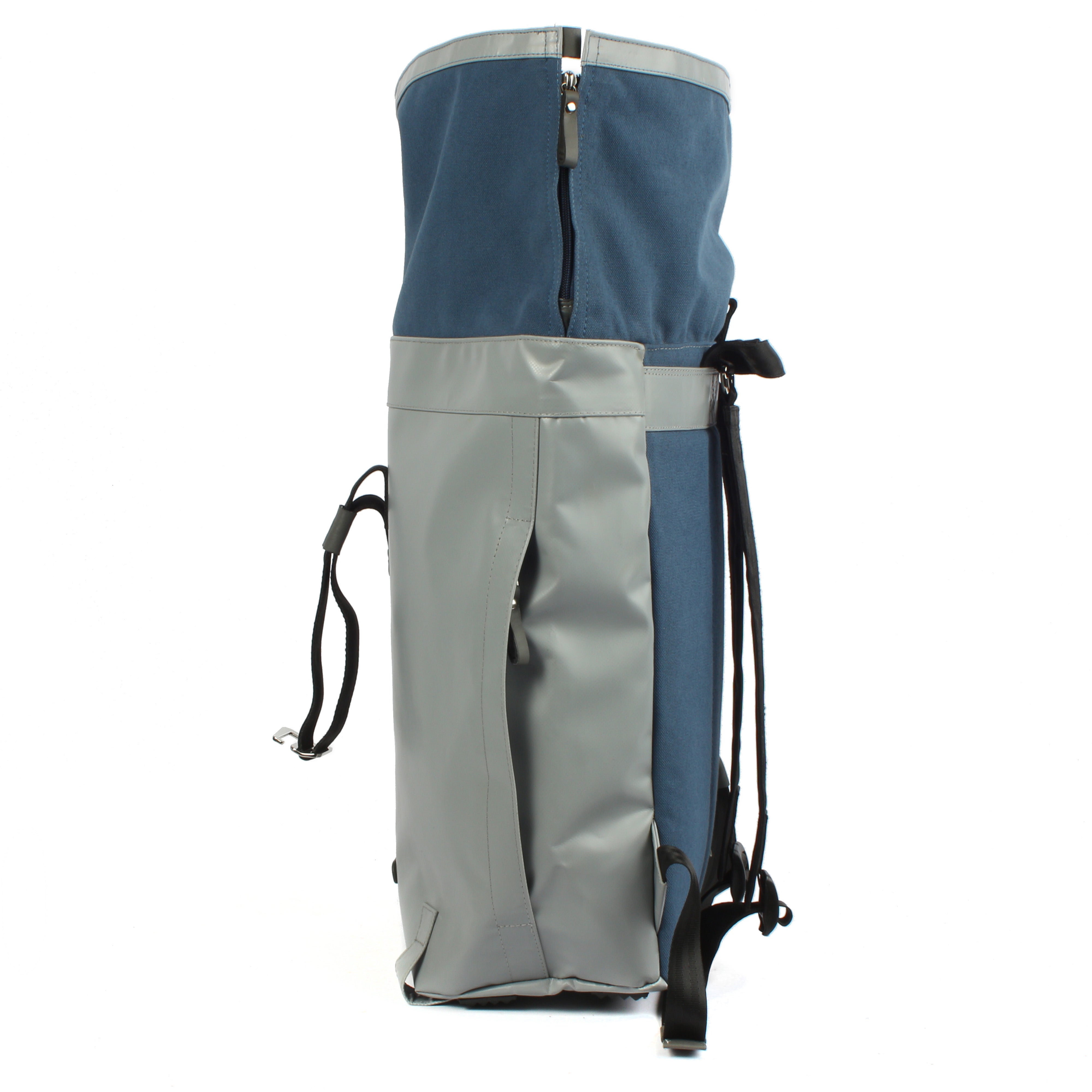 7clouds Sowe 7.4 grey-blue- nachhaltiger Fold-Top Laptop Stadtrucksack-Seite fullsize