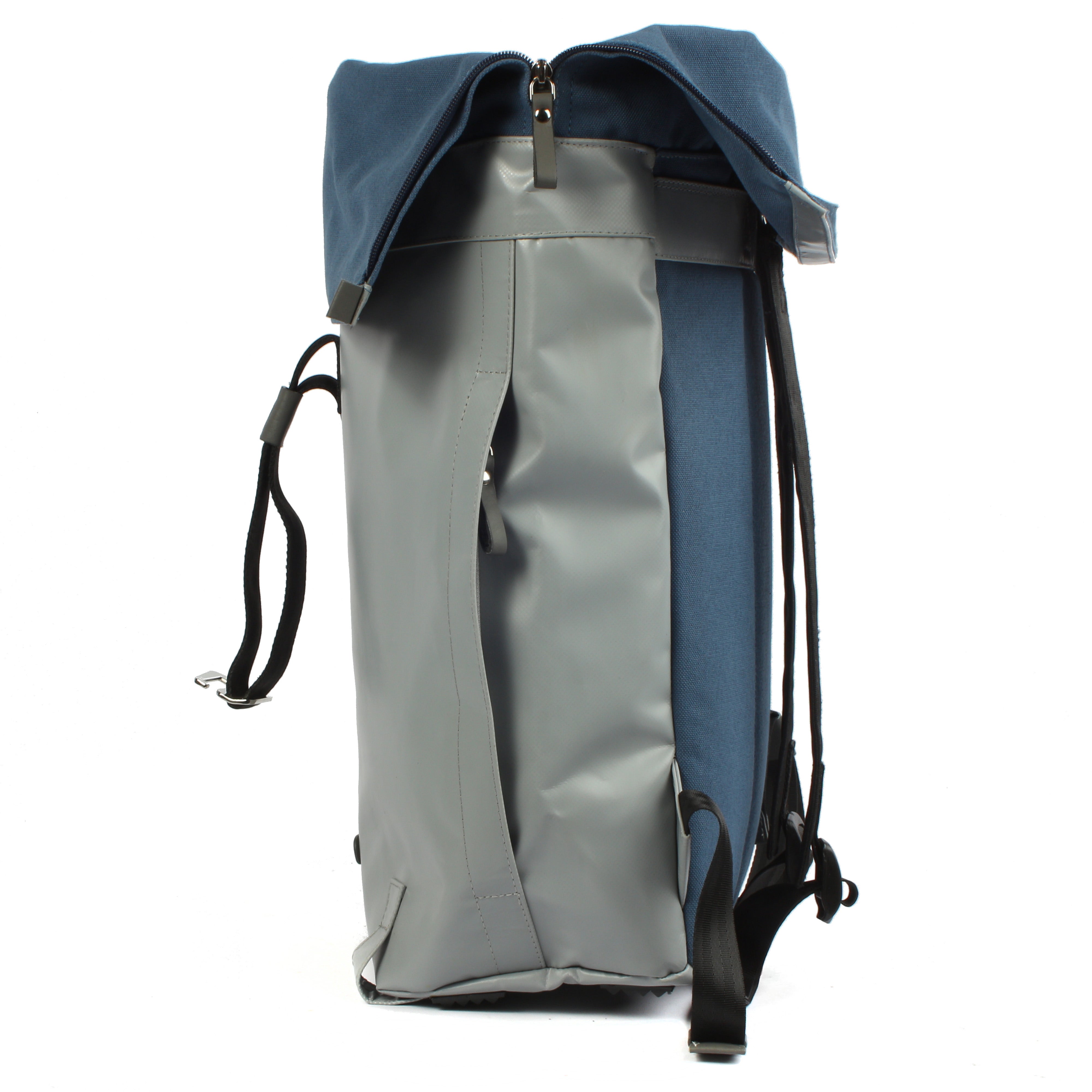 7clouds Sowe 7.4 grey-blue- nachhaltiger Fold-Top Laptop Stadtrucksack-Seite offen