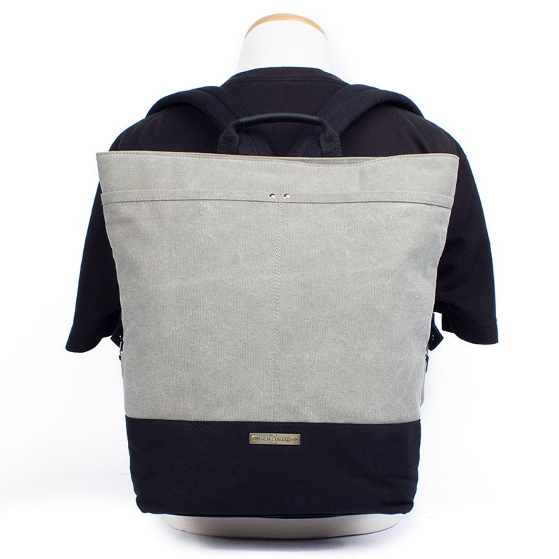 Margelisch Yoko 1 canvas grey black lady shopper backpack backview