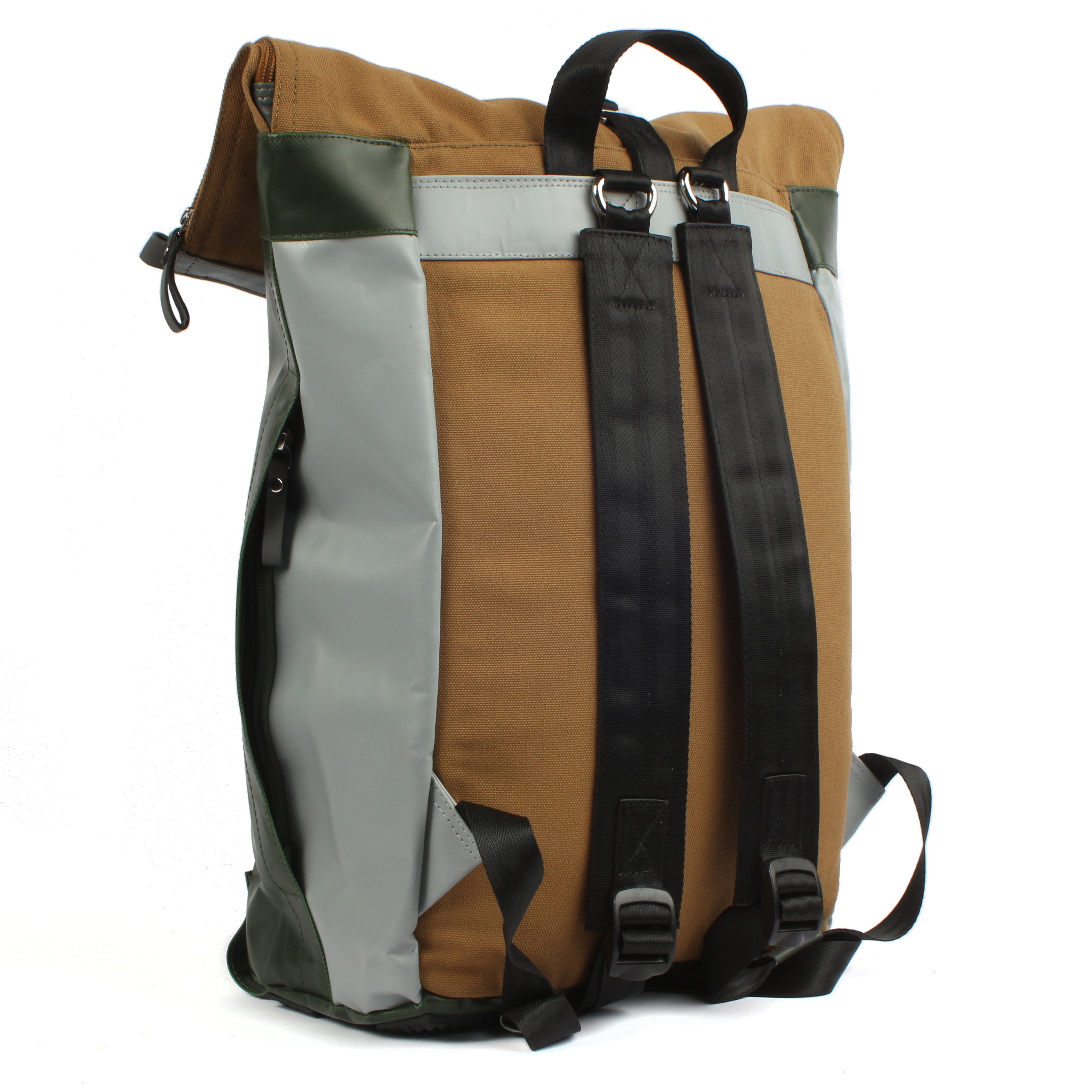 7clouds Sowe 7.4 junglegreen-grey-khaki-sustainable fold-top laptop backpack citybackpack-back