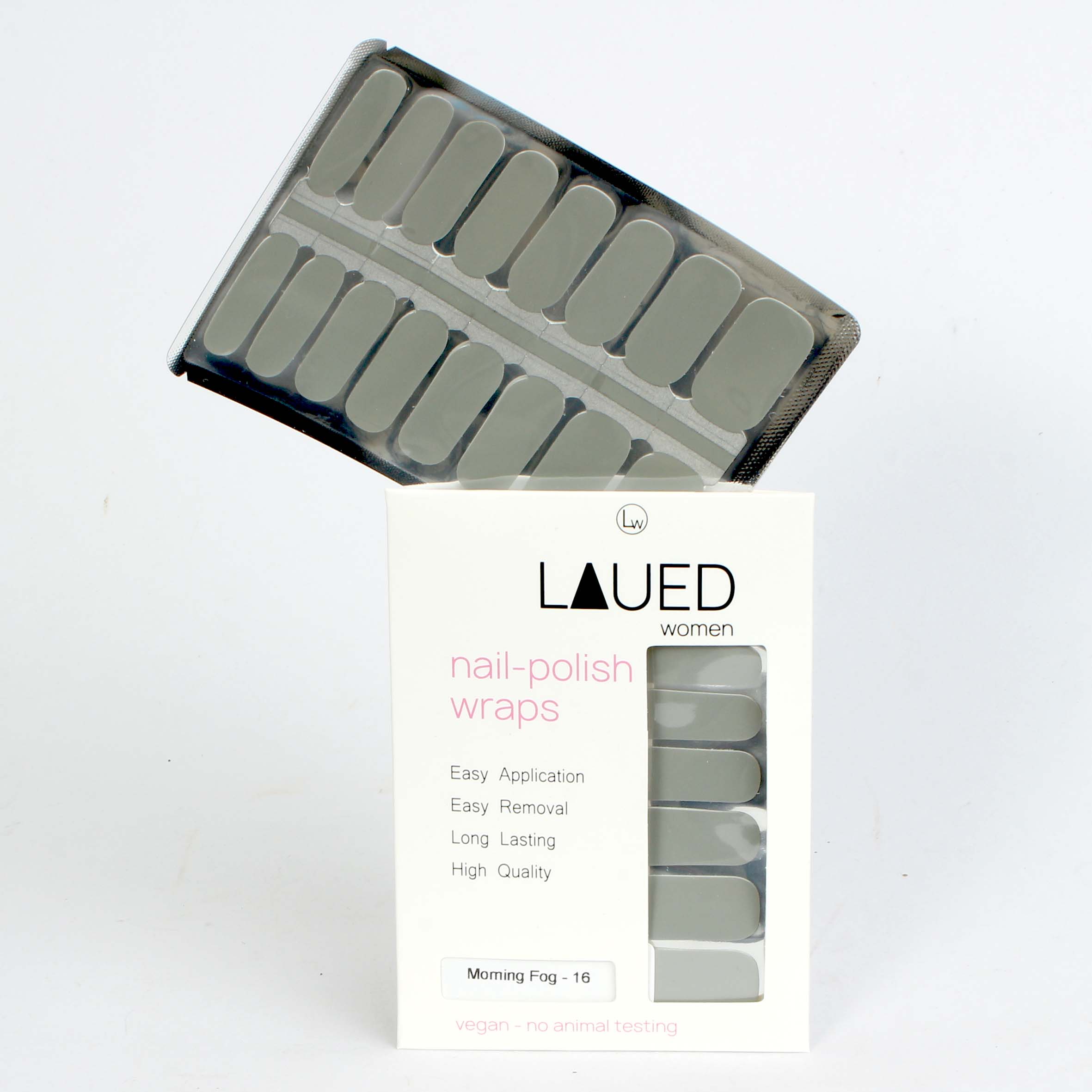 Laued fingernail wraps statement morning fog packaging