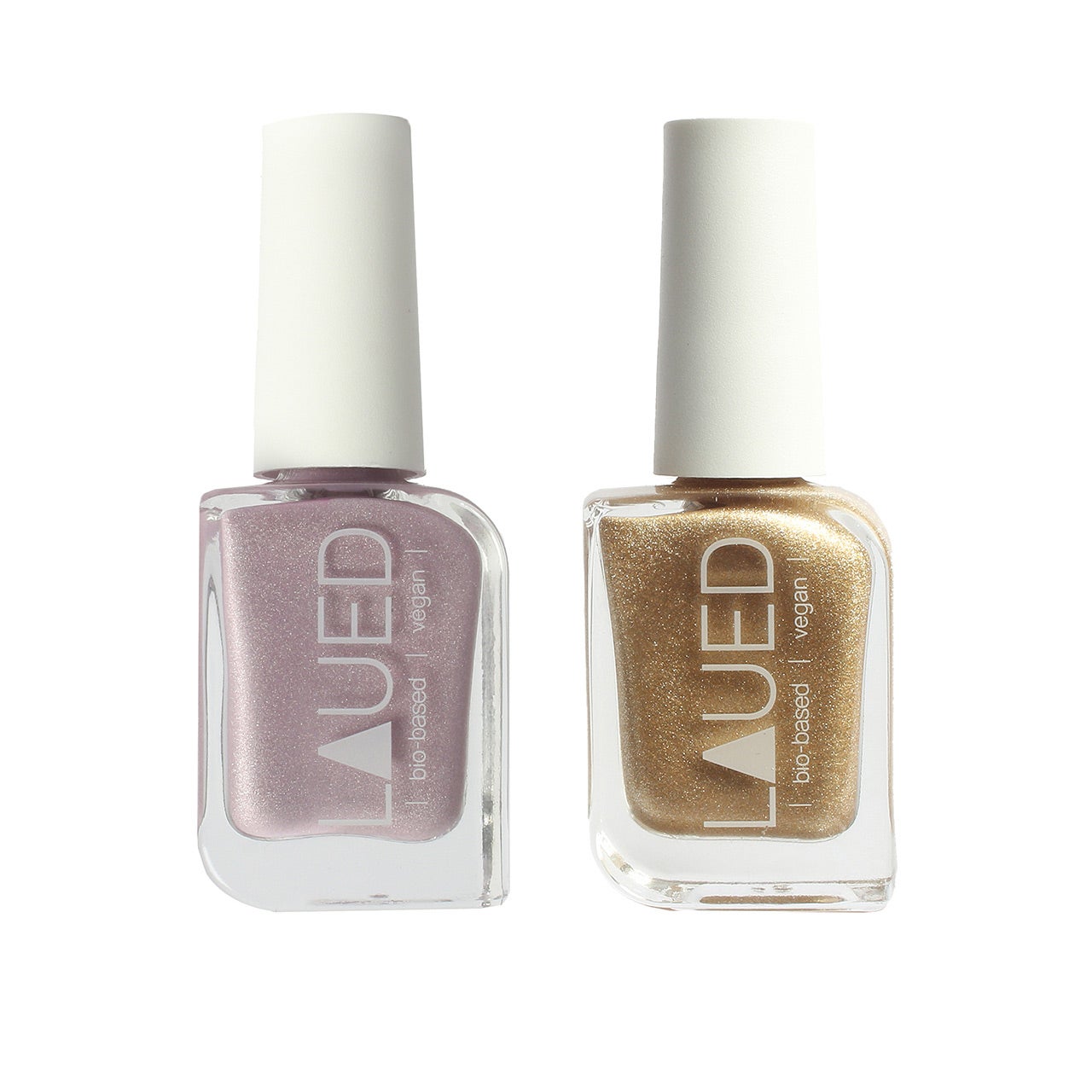 Laued Nagellack bio based vegan Set 2 lila und gold