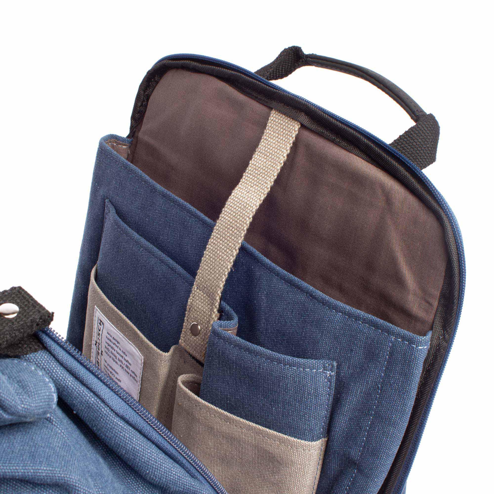 Margelisch Nemin 1 canvas denim Laptopfach Tabletfach Steckfächer faire Produktion in Handarbeit