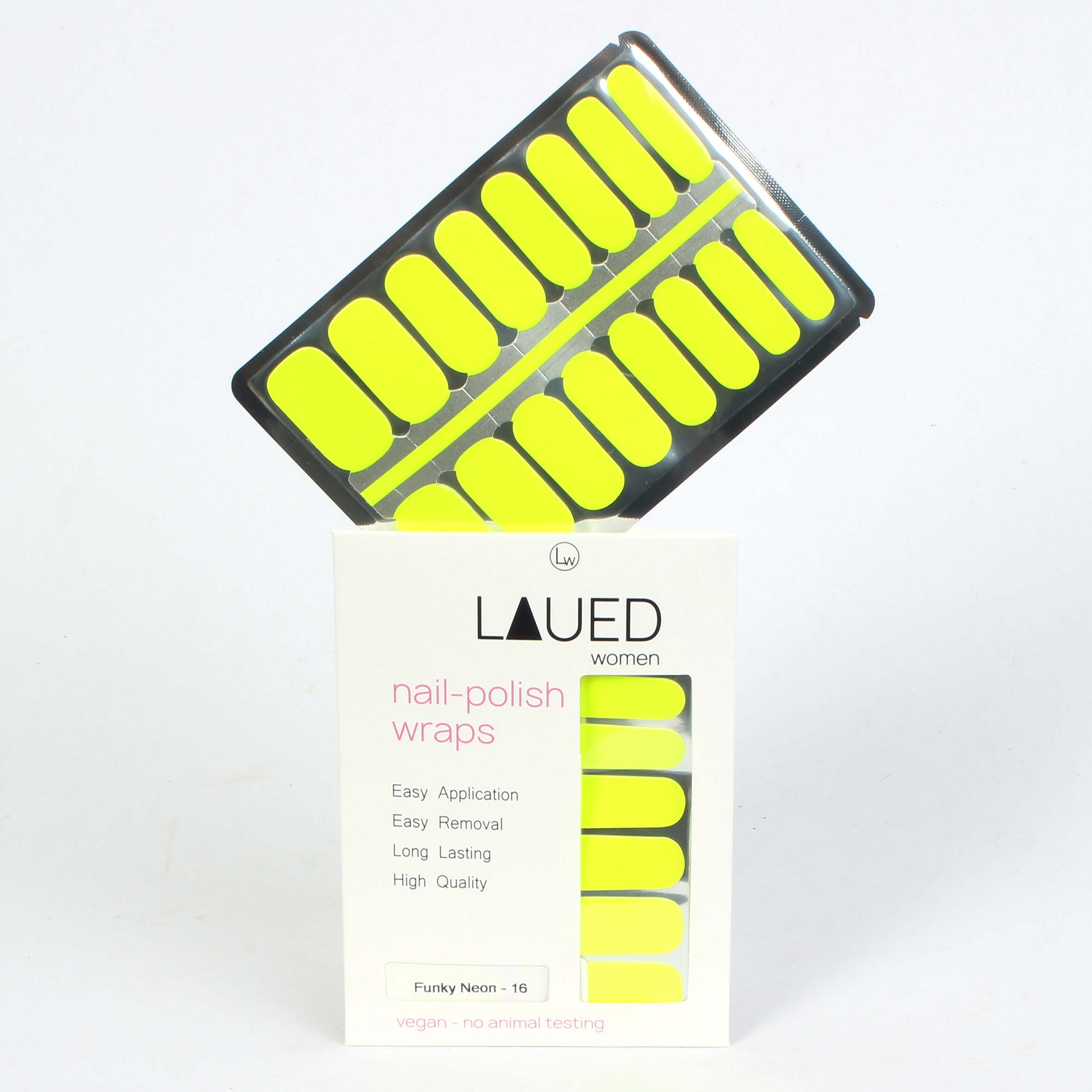 Laued nail wraps funky neon packaging