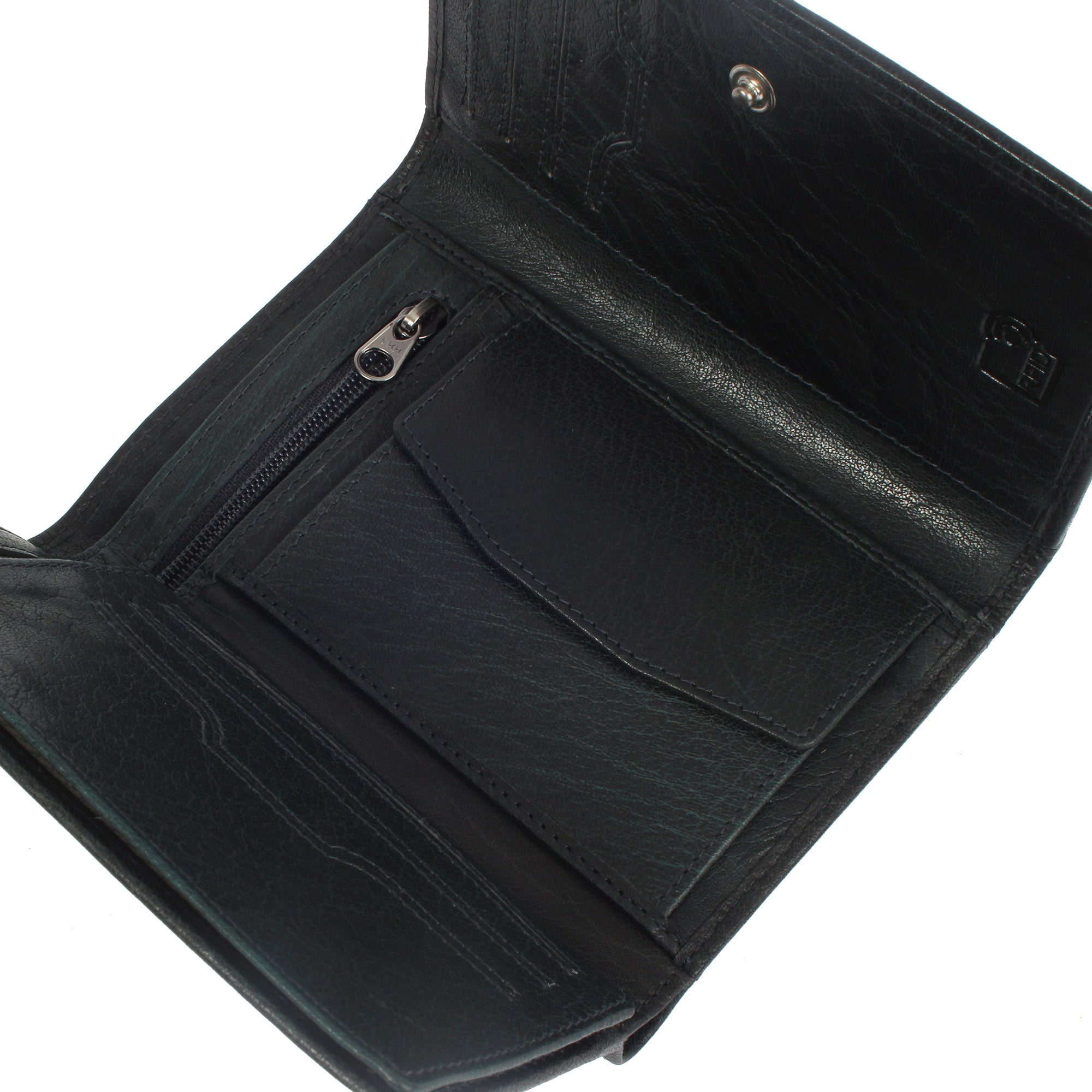 Margelisch Wien 1 nachhaltige RFID Damen-Lederbörse Münzenfach steel blue