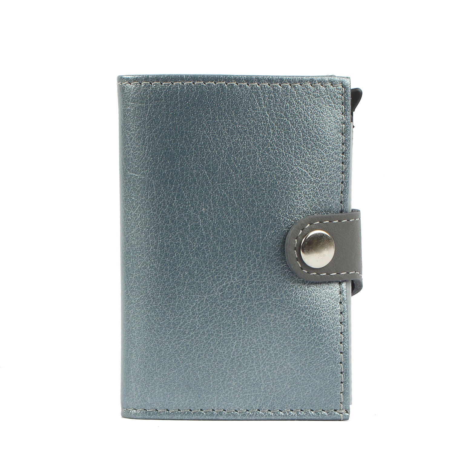 7clouds noonyu single leather  popup RFID wallet front silverblue