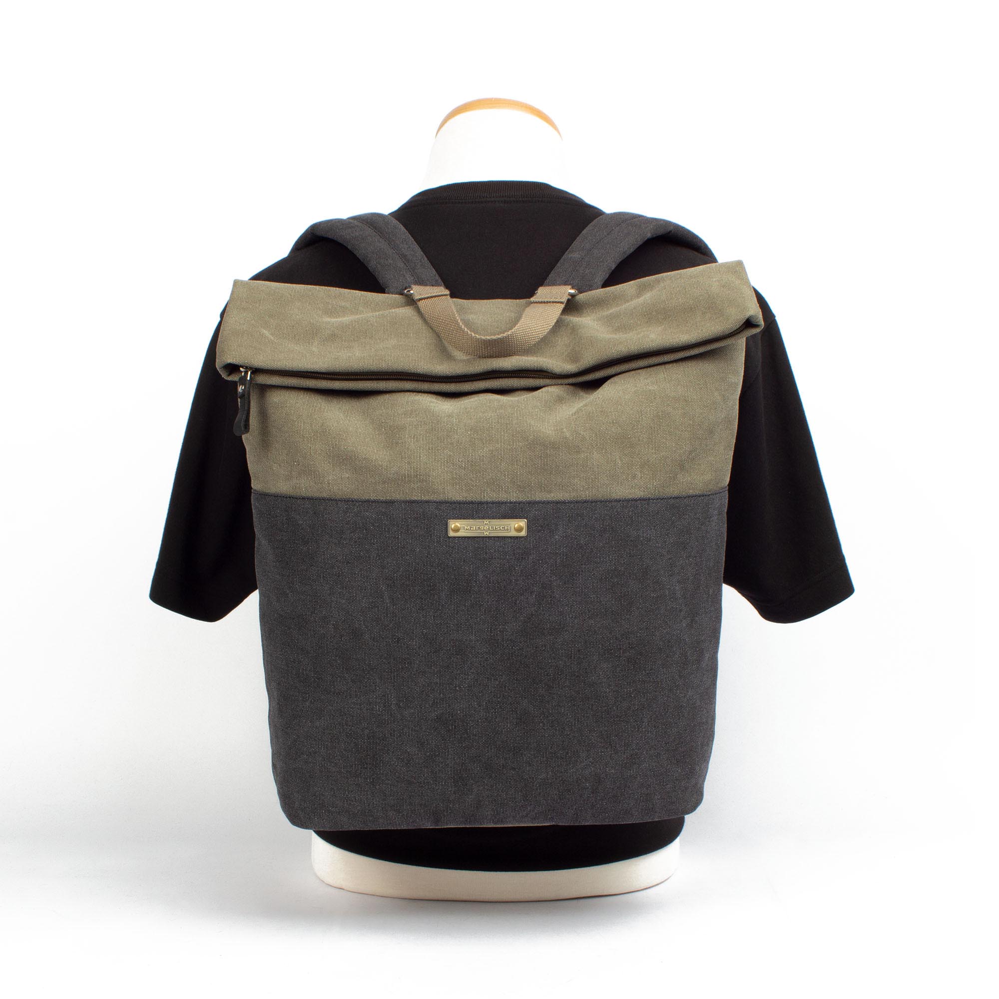 Margelisch Ulom 4 Canvas green charcoal sustainable backpack backview