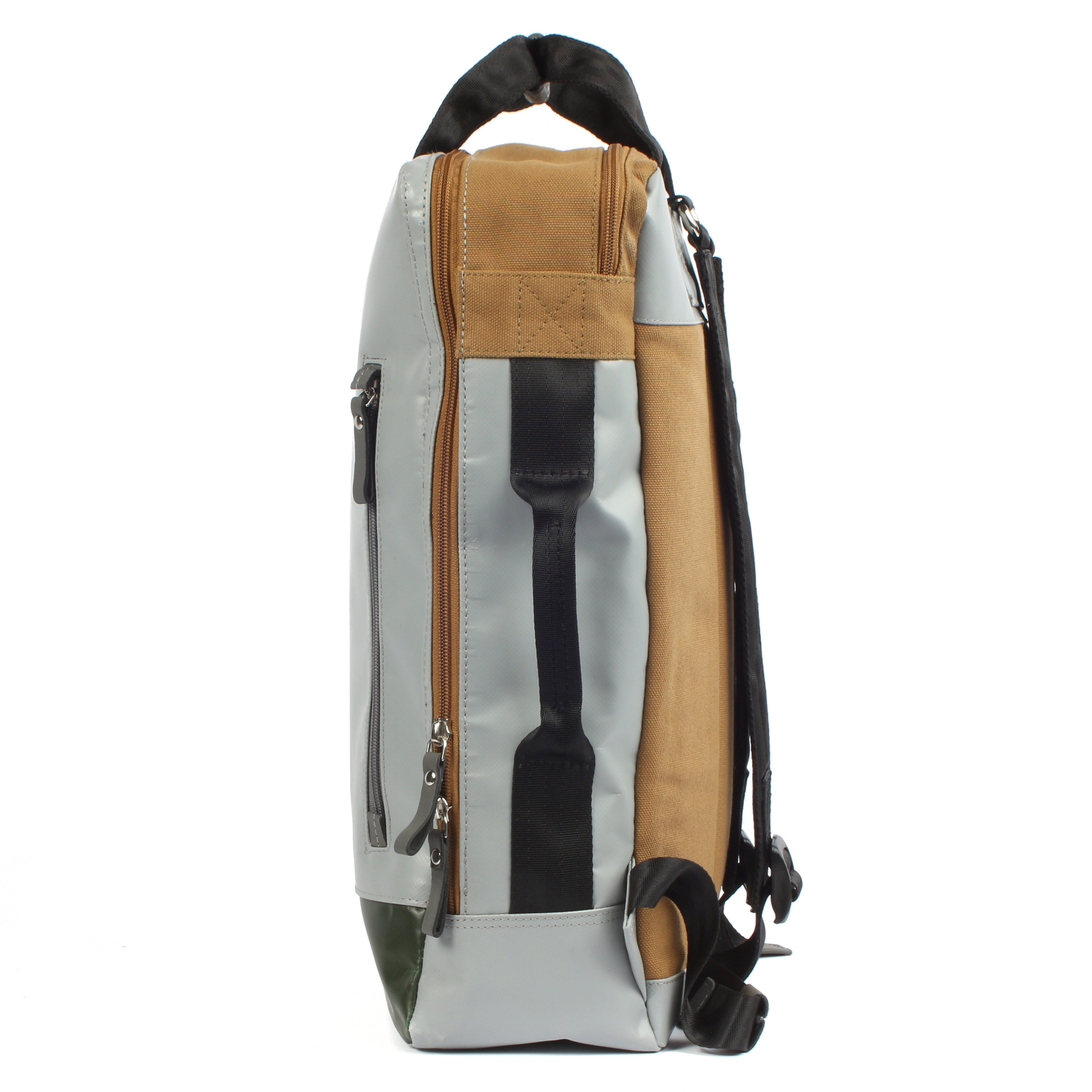 7clouds Agal 7.2M grey-junglegreen-khaki laptopbackpack side