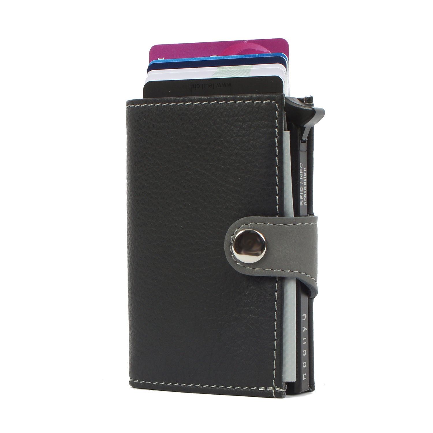 noonyu single leather rfid Börse black angle