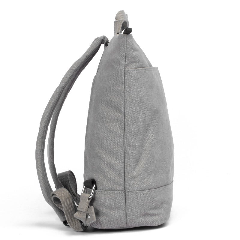 Margelisch Amini 1 canvas grey sustainable student backpack sideview