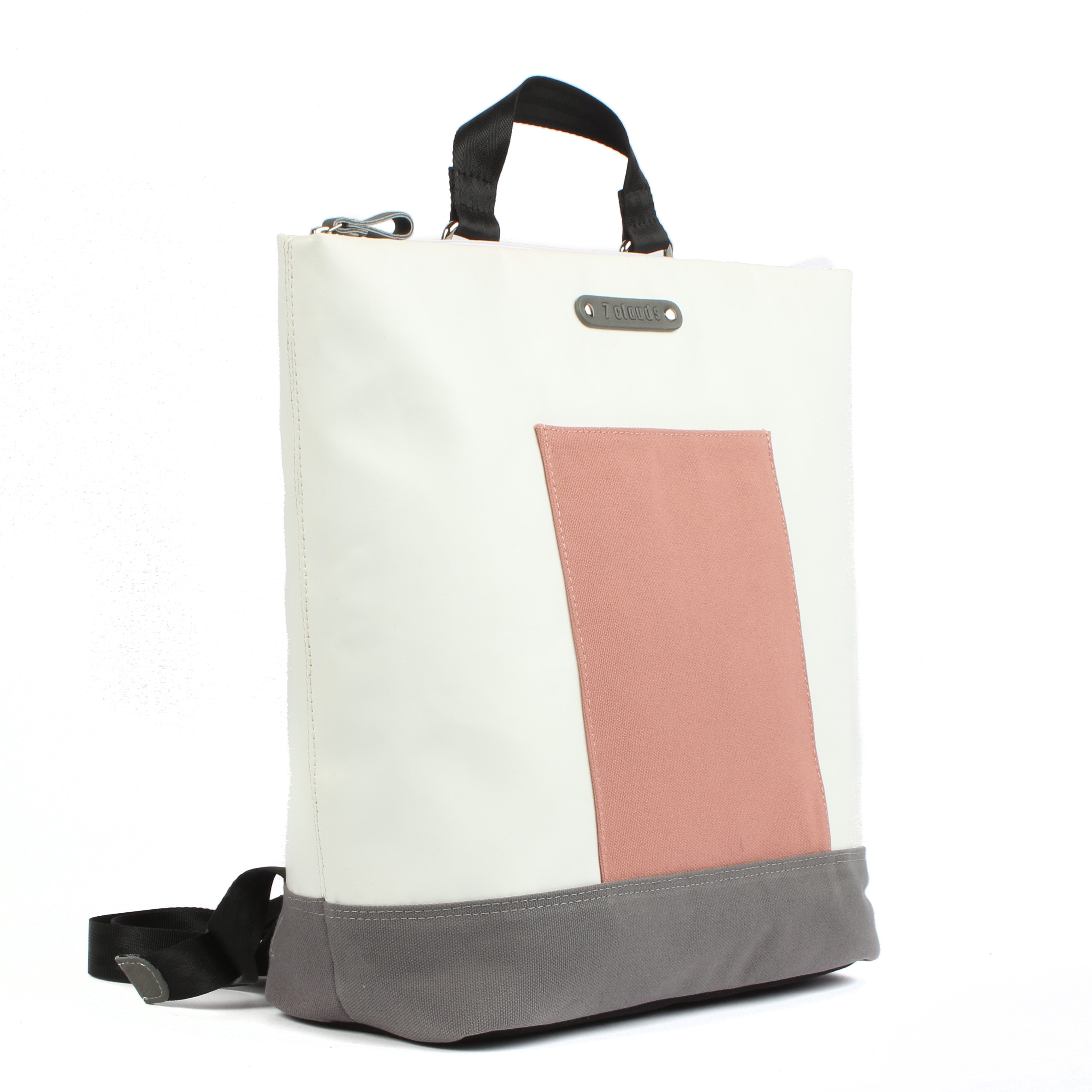 7clouds Nusin 7.1 white-salmon-Damen-Design-Laptoprucksack-swiss design-Seite