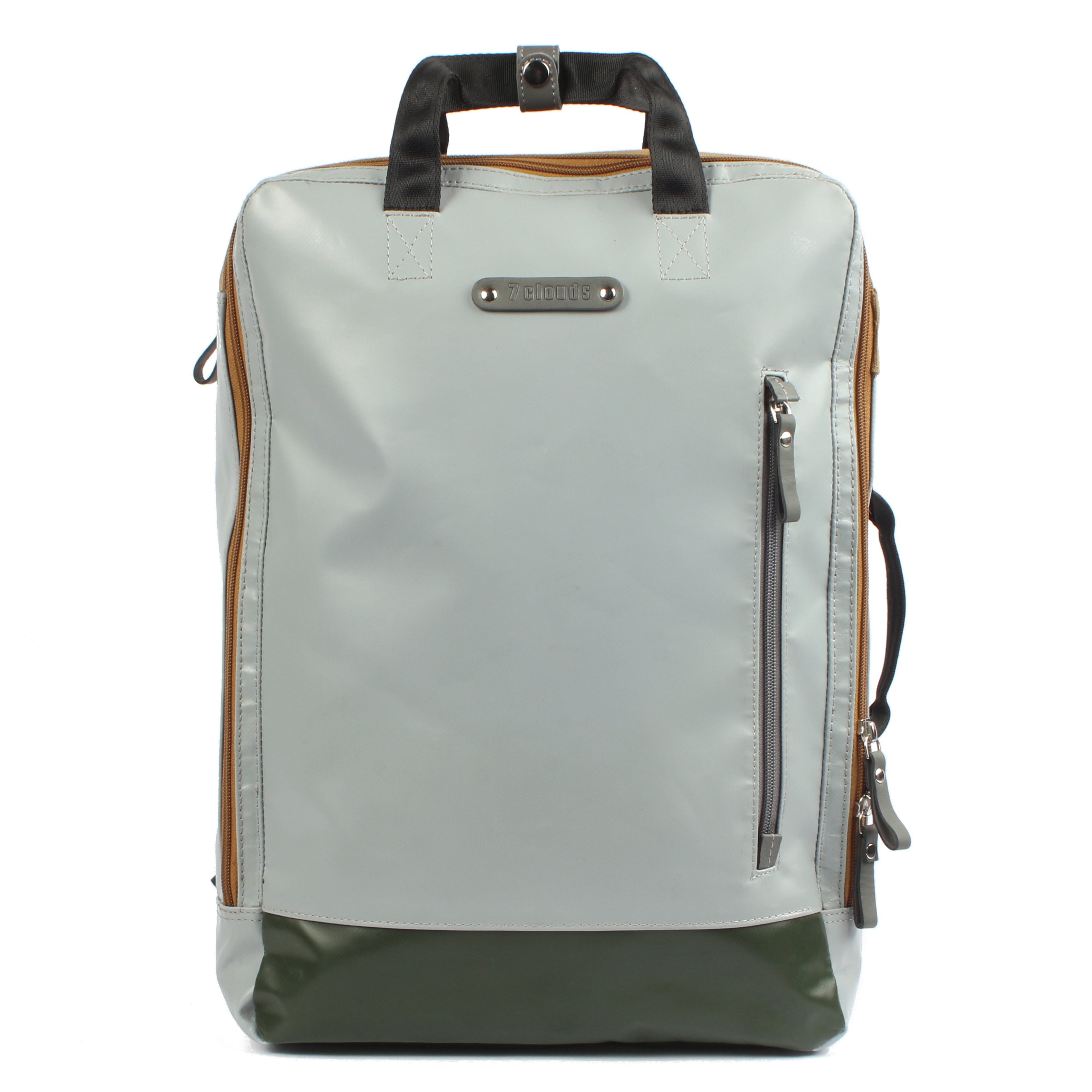 7clouds Agal 7.2M grey-junglegreen-khaki laptopbackpack front