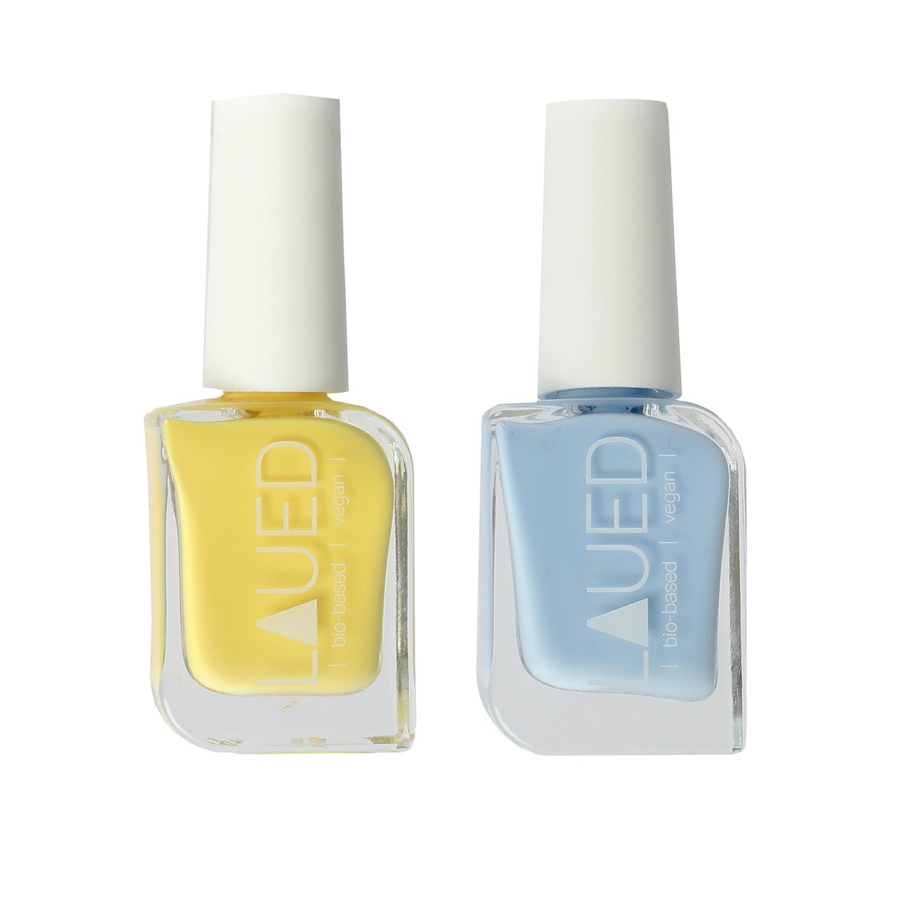 Laued nailpolish bio-based vegan set 2 yellow lightblue