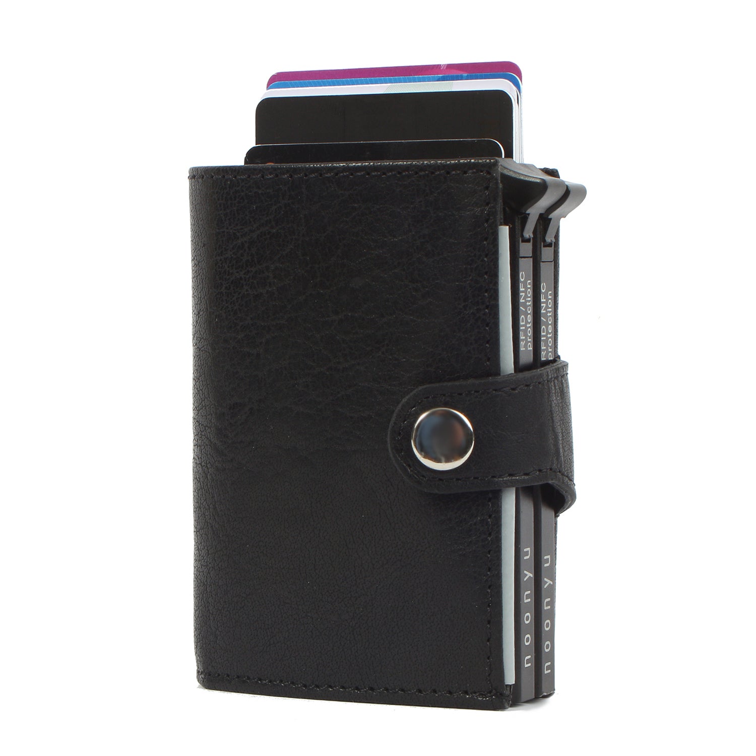 noonyu double leather RFID Börse deepblack  angle