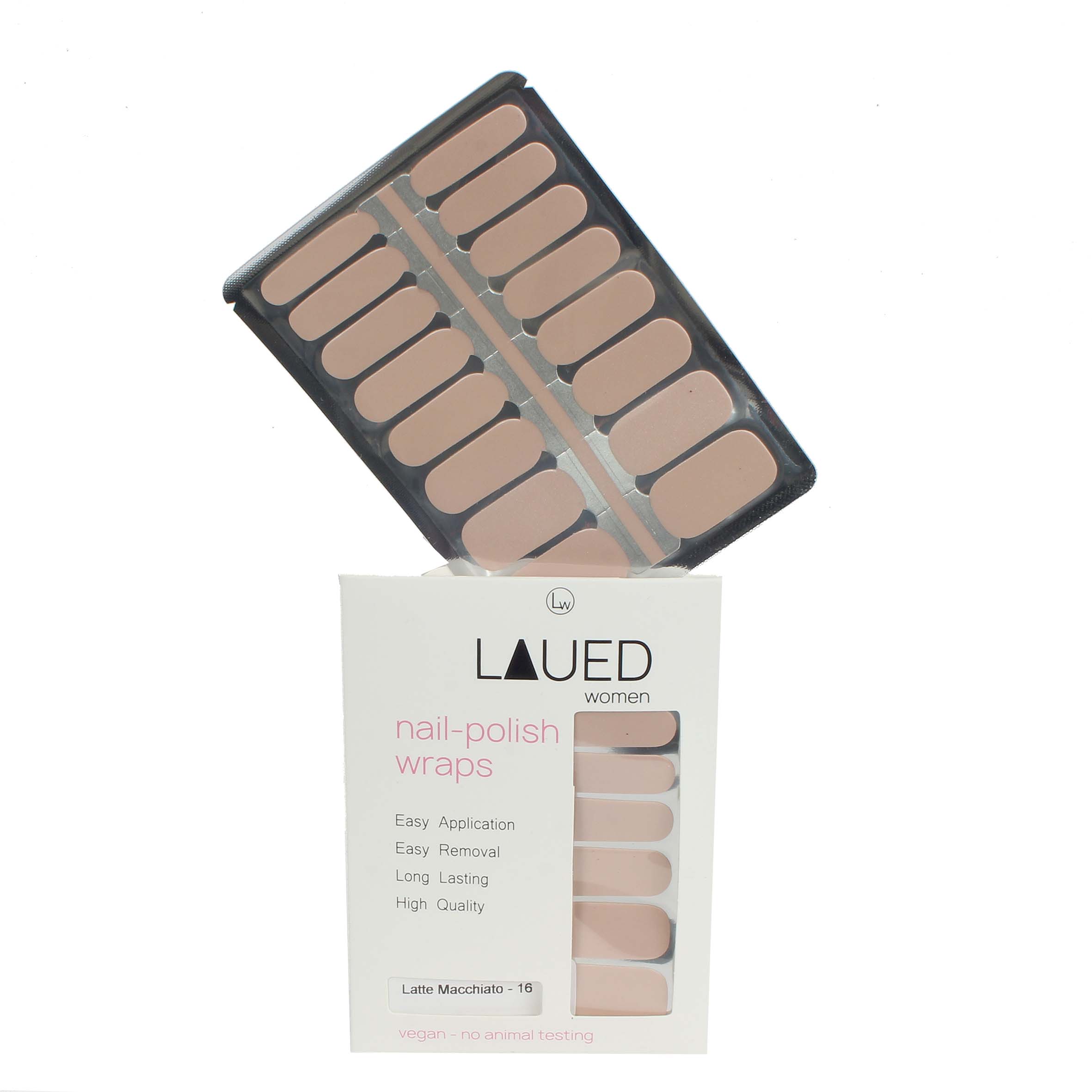 Laued nail wraps brown latte macchiato packaging