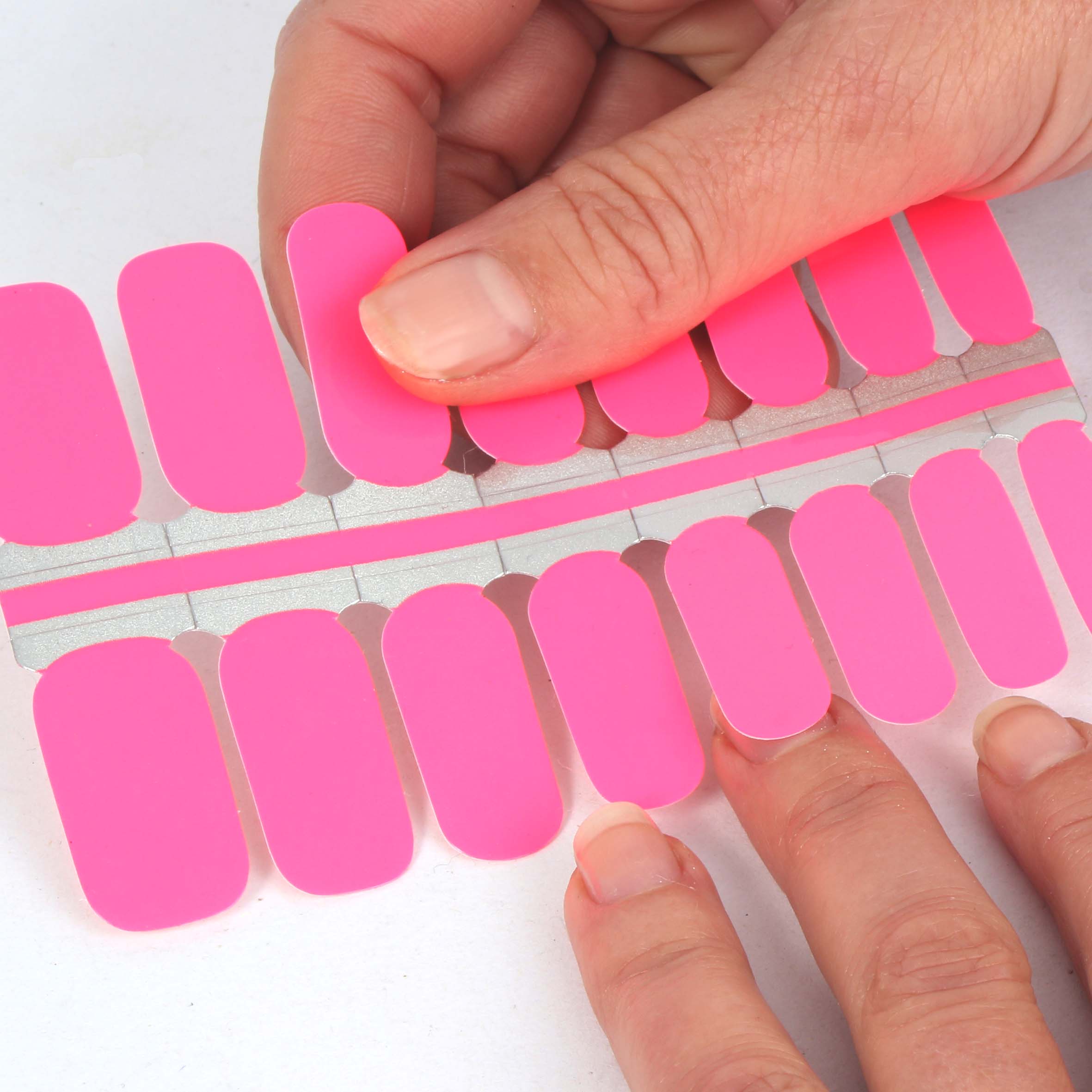 Laued fingernail wraps neon pink panther instructions