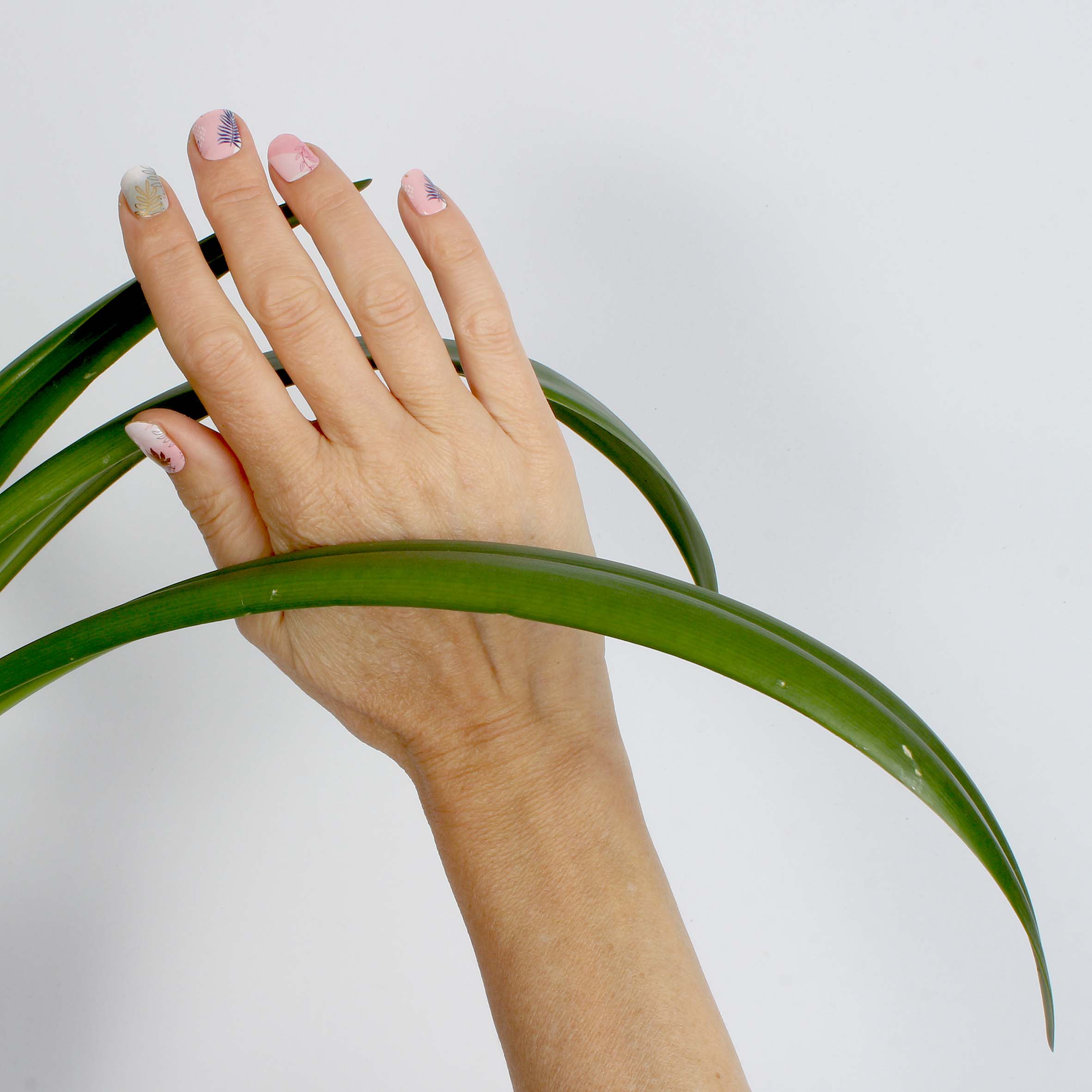 Laued nail wraps-flower mood-summer sun-hand with plant