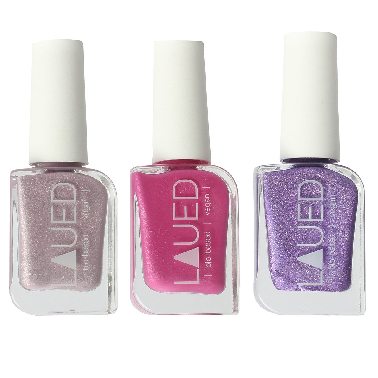 LAUED - Glitter 01-02-03 / Set 3 Laued nailpolish bio-based vegan set 3 lila pink purple
