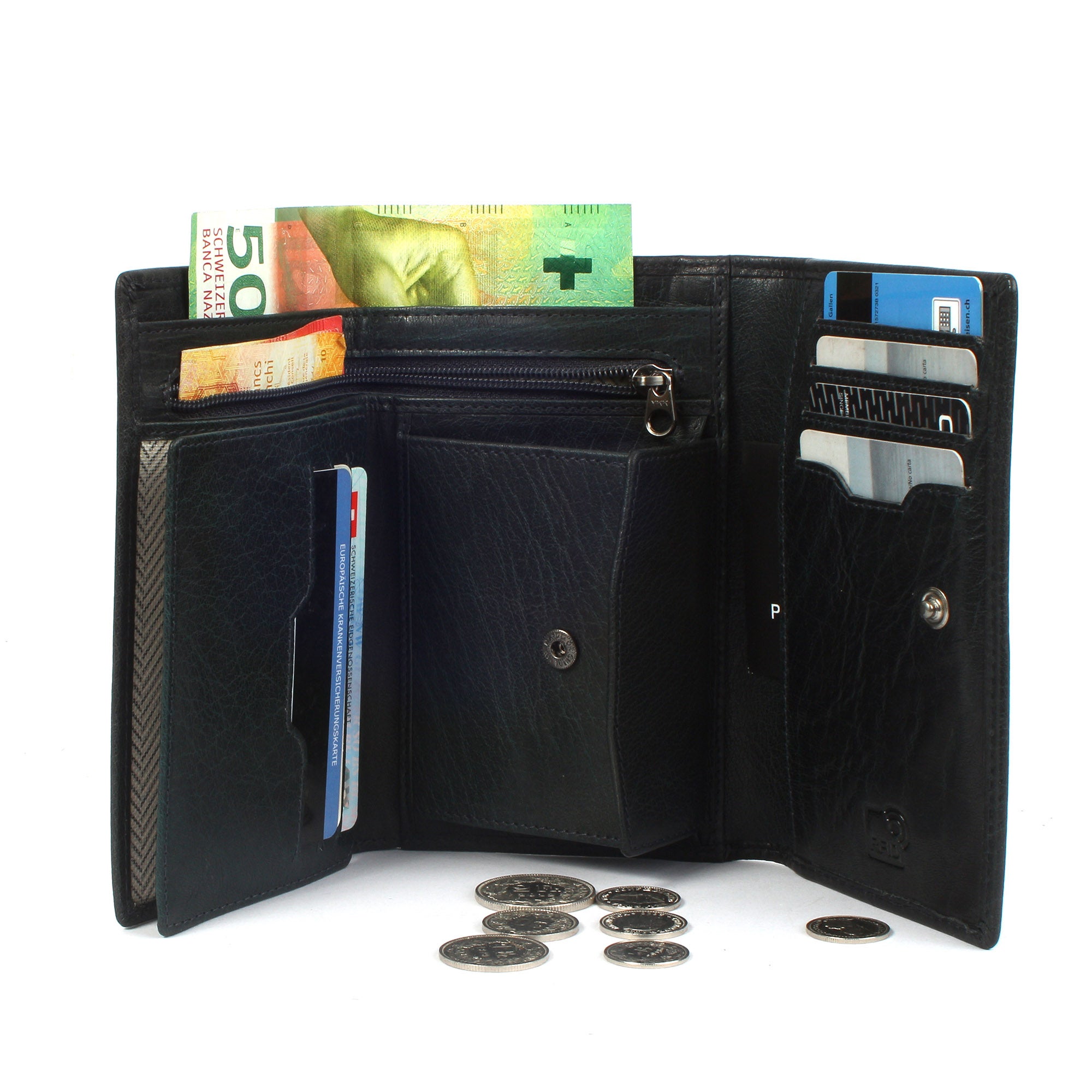 Margelisch Wien 1 nachhaltige RFID Damen-Lederbörse innen Banknoten und Kreditkarten