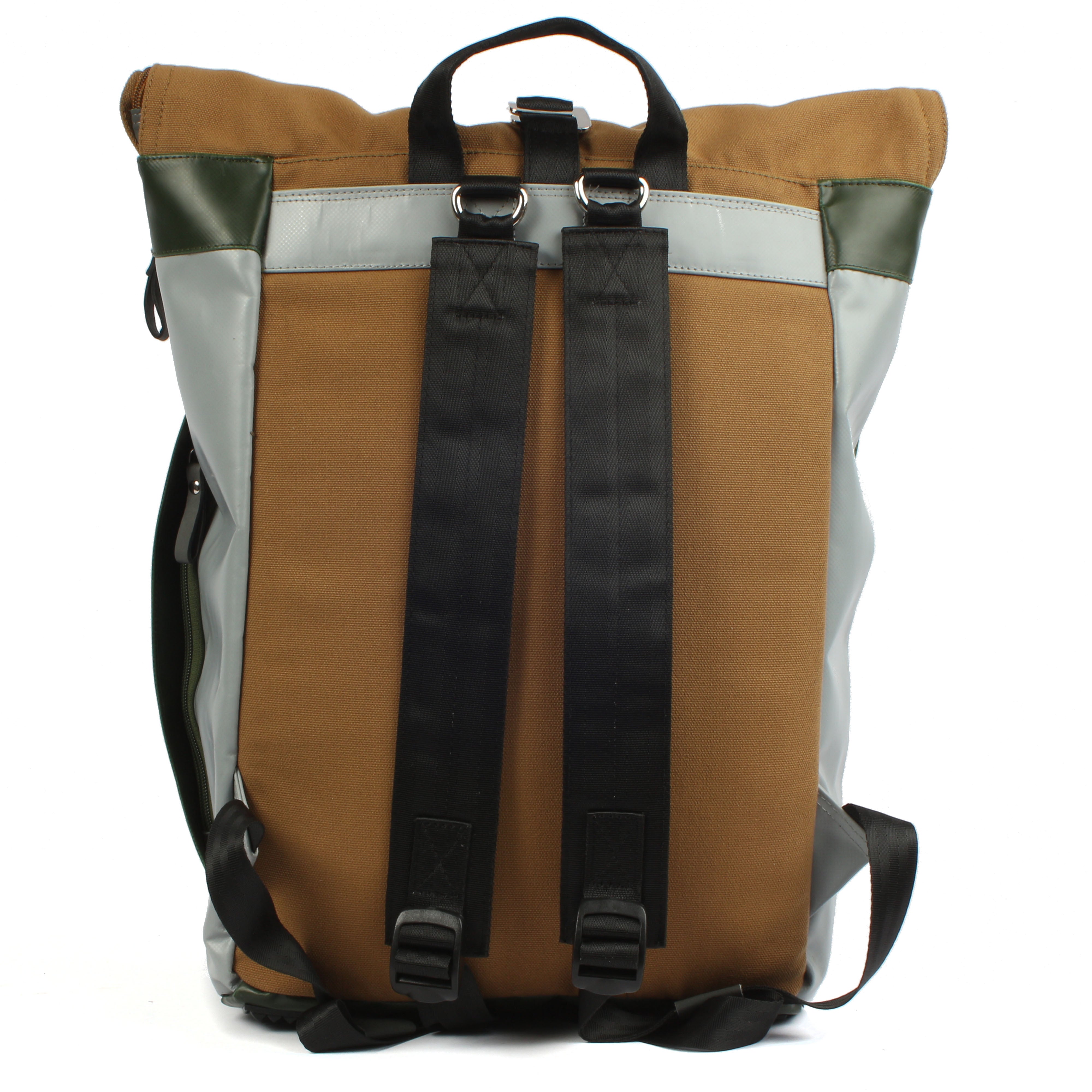 7clouds Sowe 7.4 junglegreen-grey-khaki-sustainable fold-top laptop backpack citybackpack-back