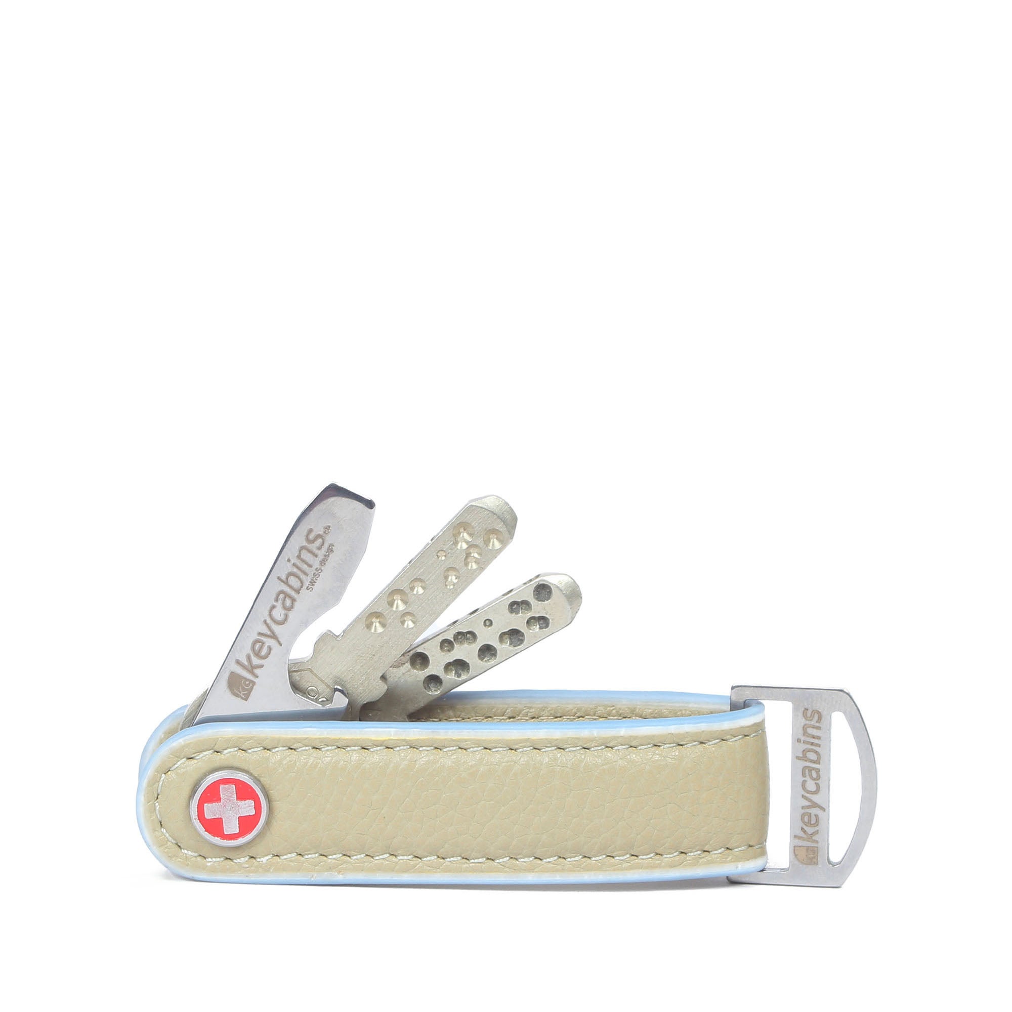 keycabins Leder-Loop S4 tan-sky blue