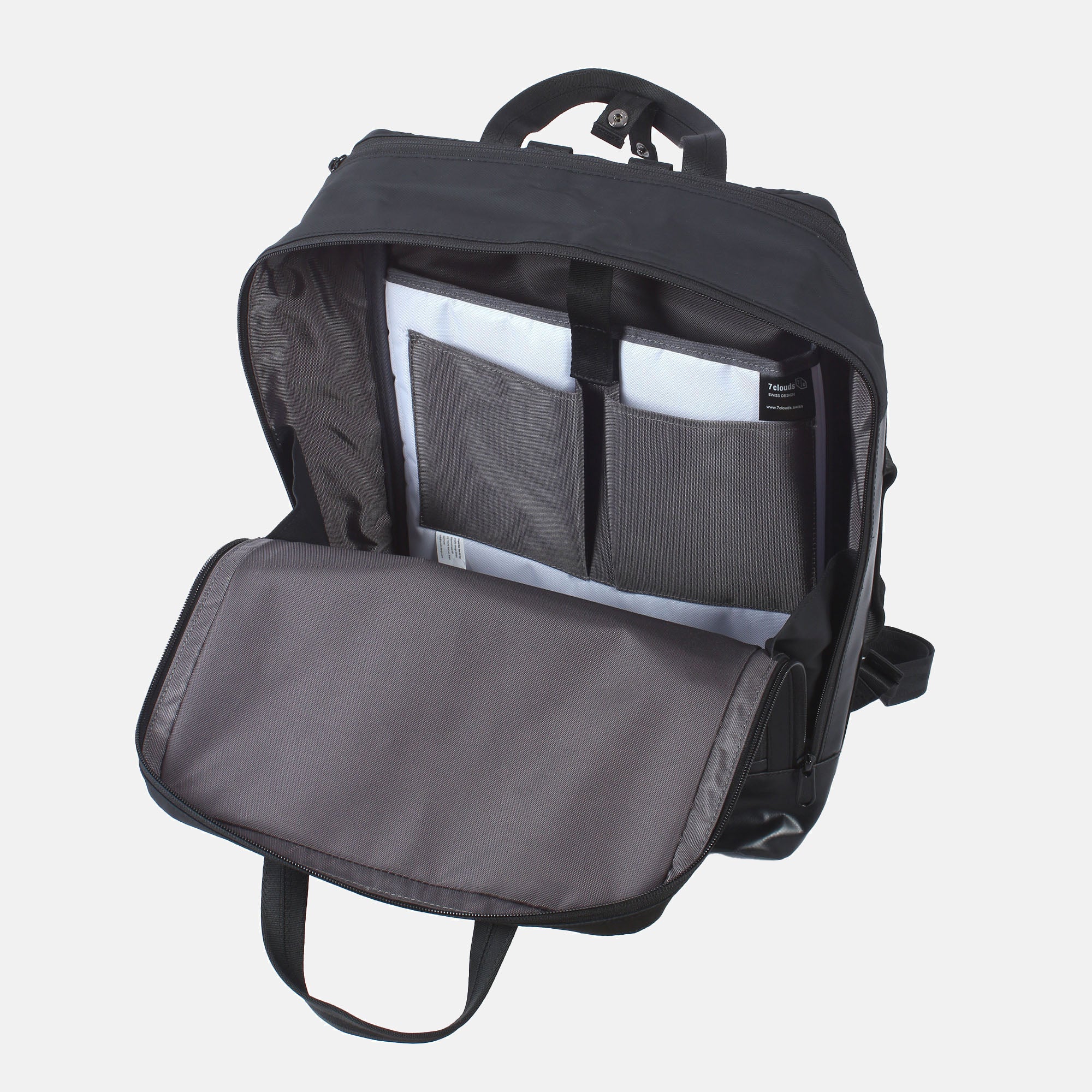 Agal 7.3-M black Ansicht offen mit Laptopfach