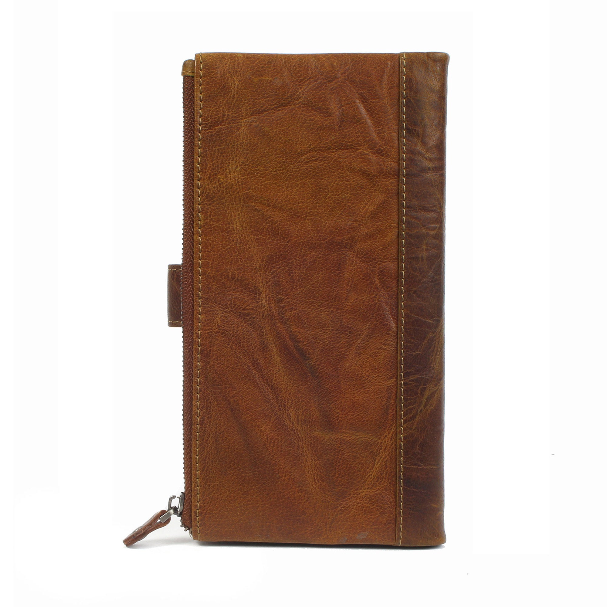 Margelisch New York 2 sustainable RFID travel leather wallet backside color mud