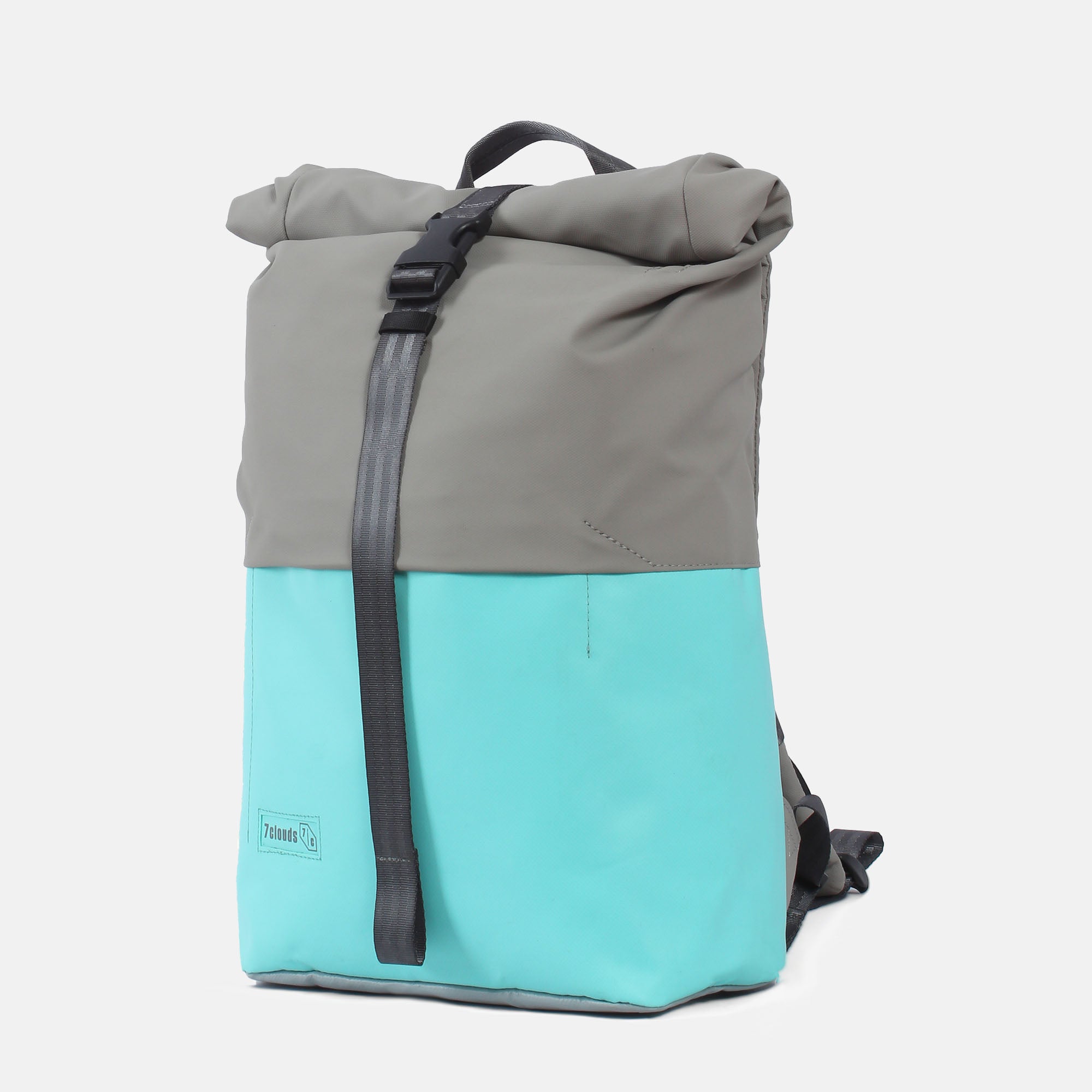 Laptop-Rucksack Kira 7.1 von 7clouds light mint-fog grey seitlich